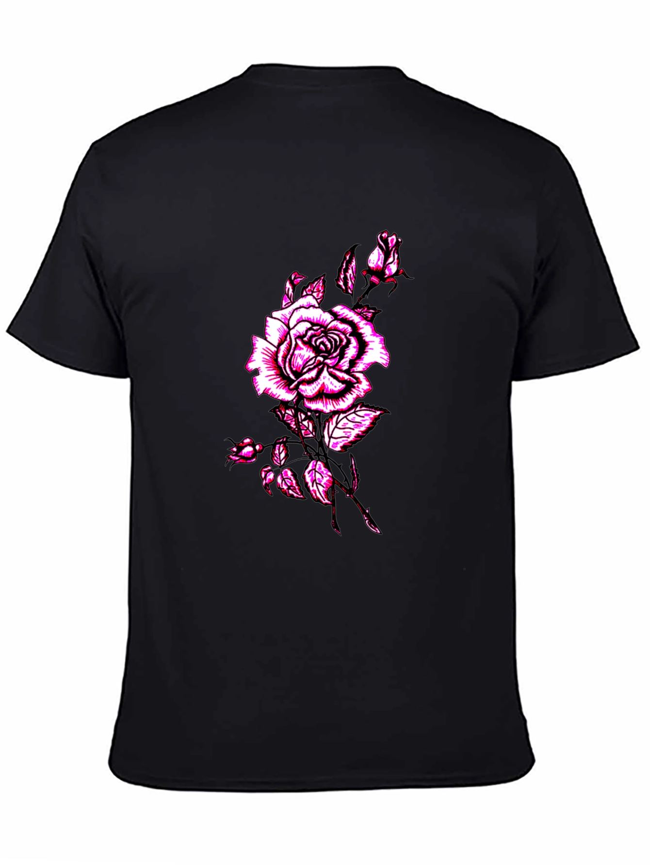 Mens Black Rose Graphic T-Shirt