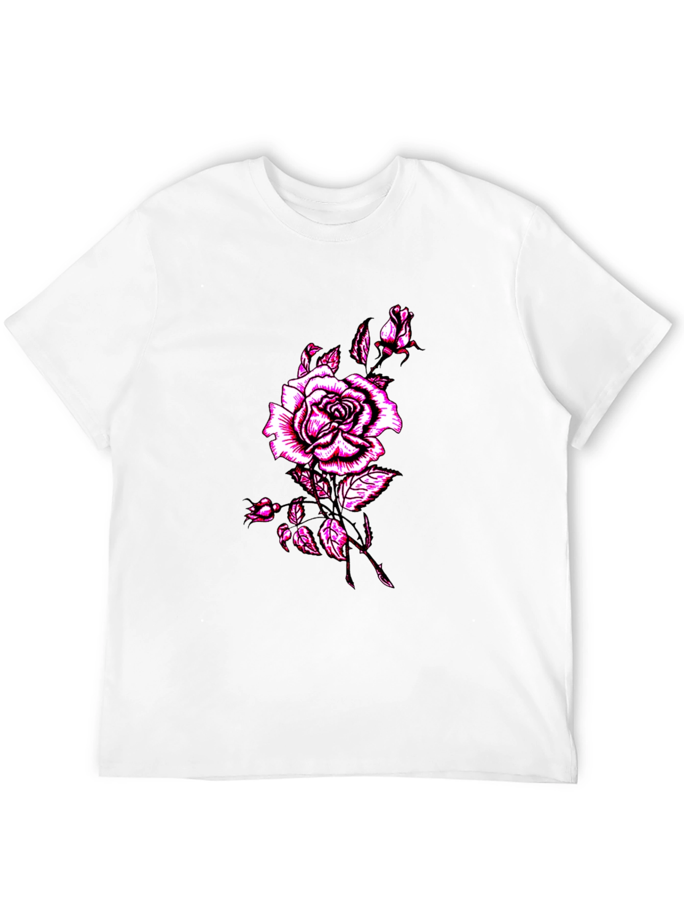 Mens Black Rose Graphic T-Shirt