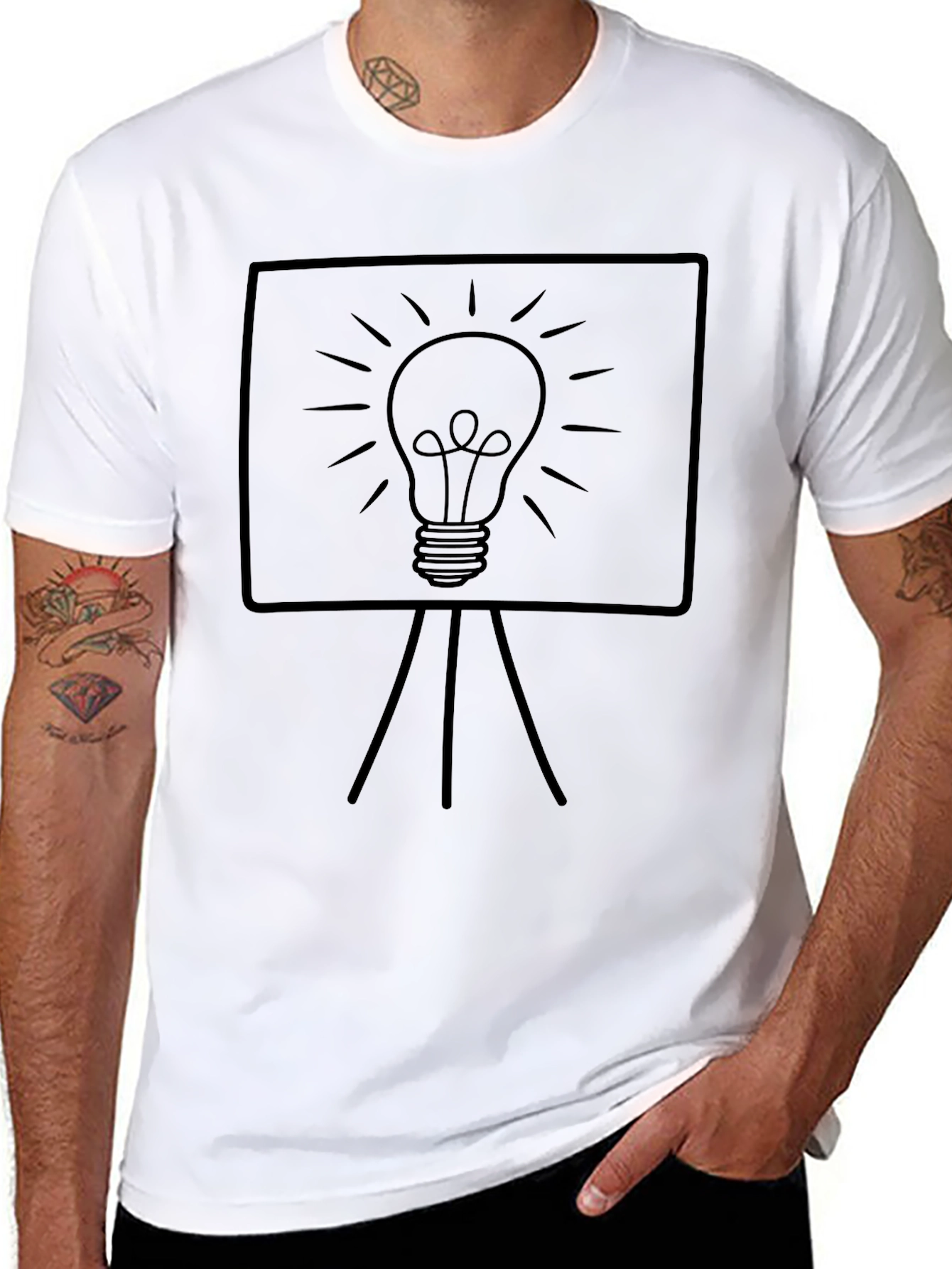 Idea Lightbulb Graphic Black T-Shirt