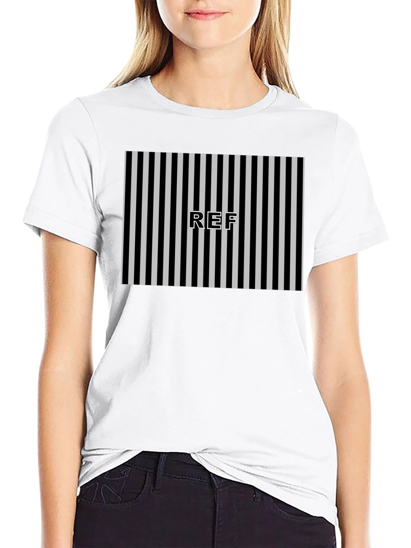 Referee Striped T-Shirt - Black and White Design