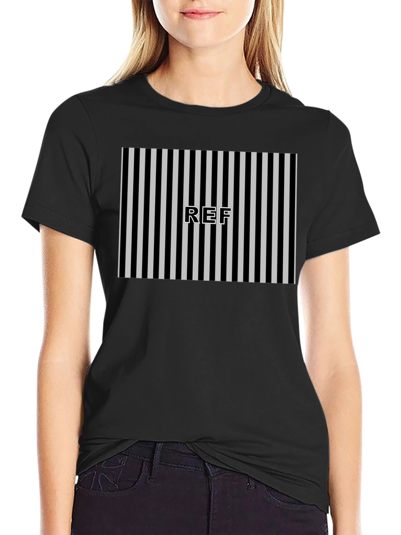 Referee Striped T-Shirt - Black and White Design