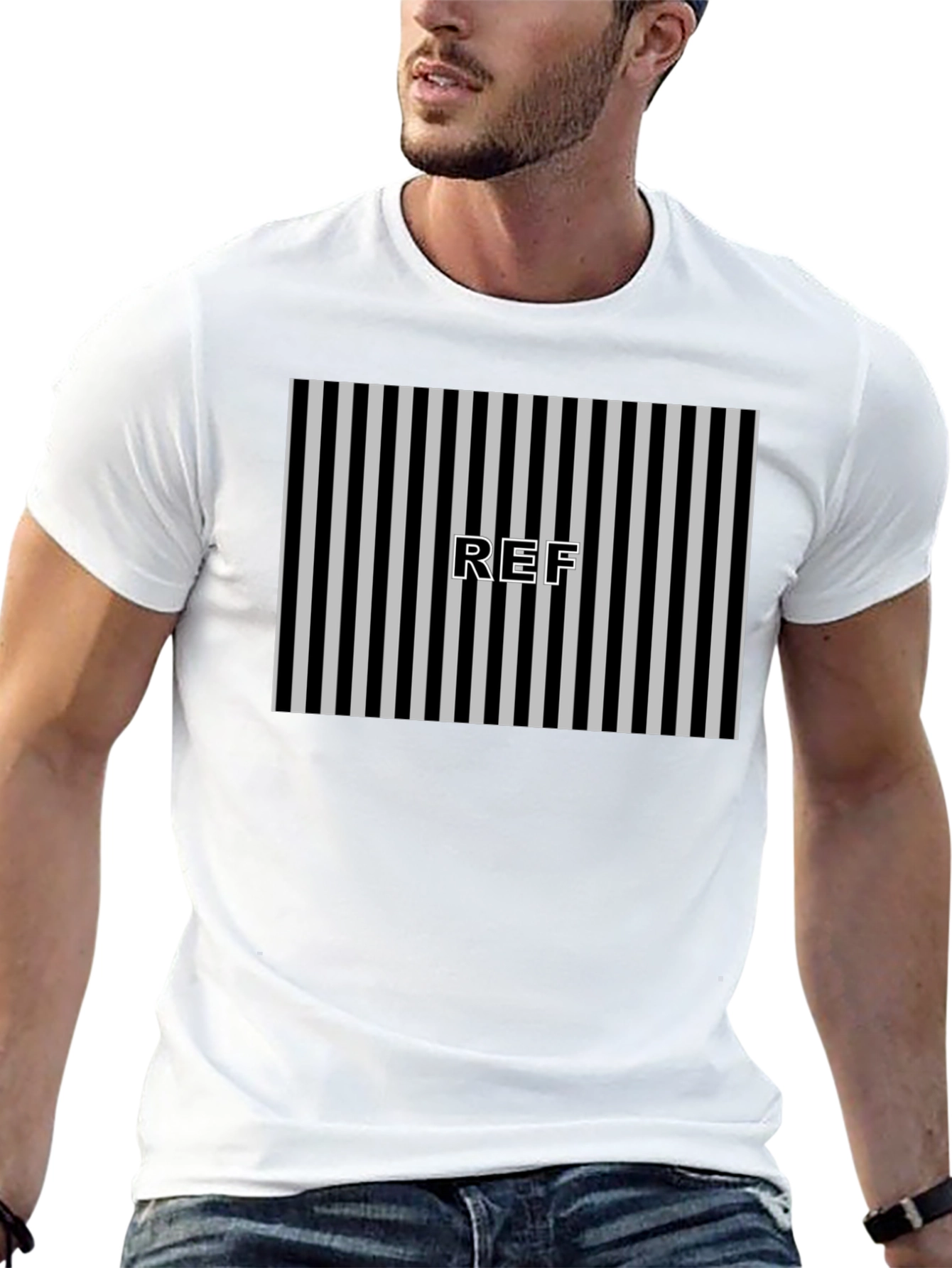 Referee Striped T-Shirt - Black and White Design