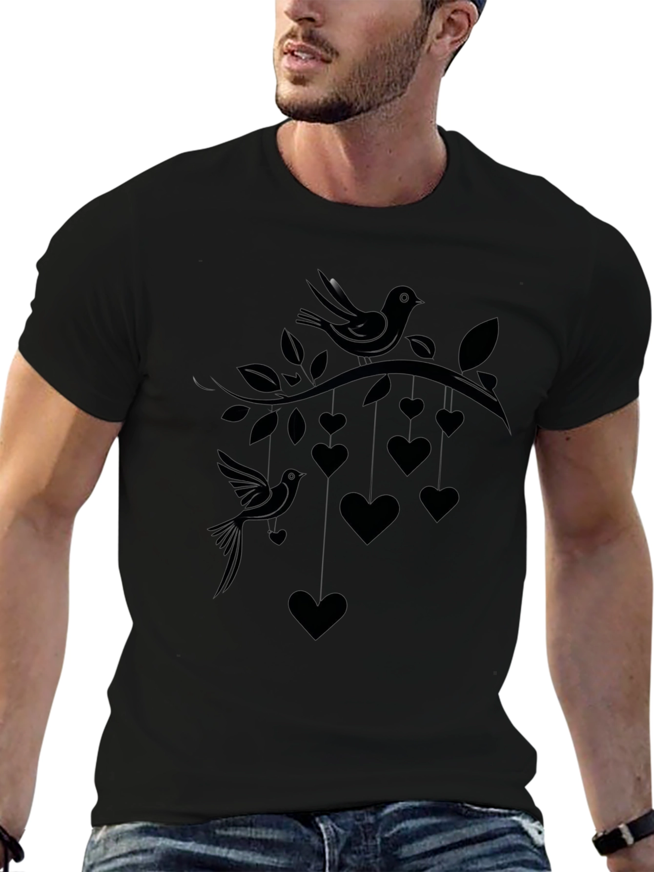 Love Birds Tee - Heart & Bird Graphic Print
