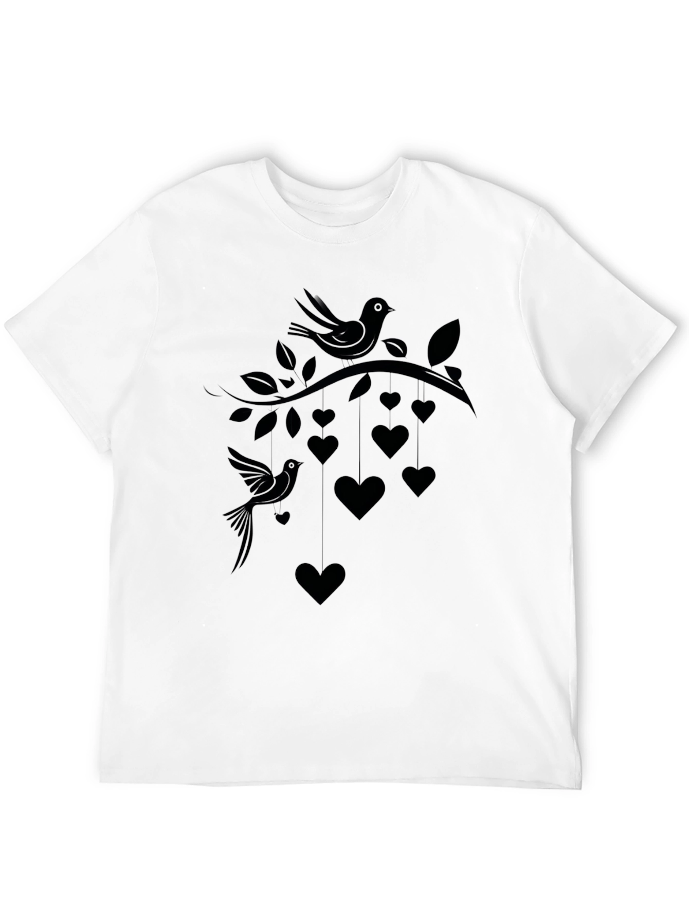 Love Birds Tee - Heart & Bird Graphic Print