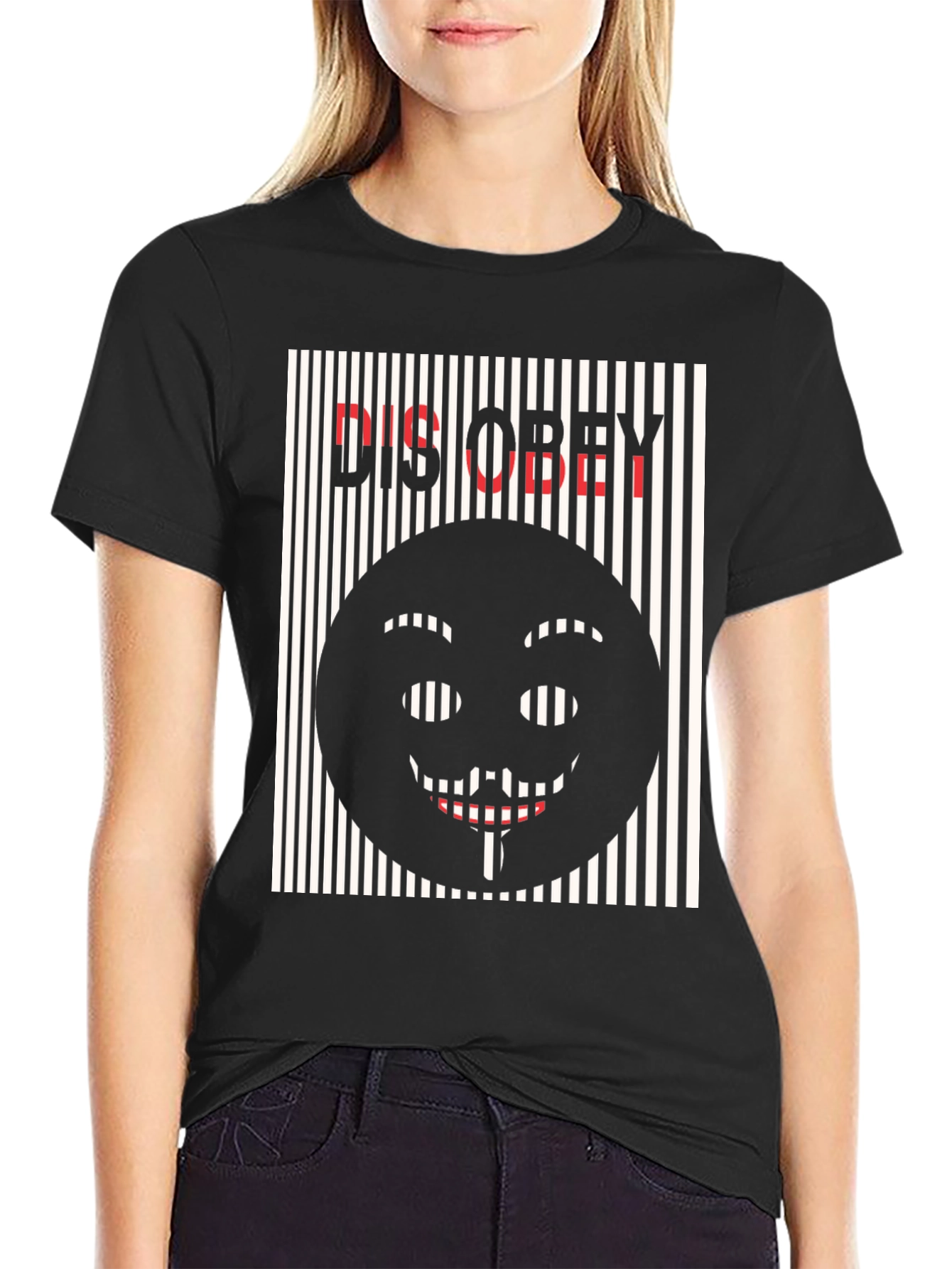 Disobey Graphic Tee - Black Cotton T-Shirt