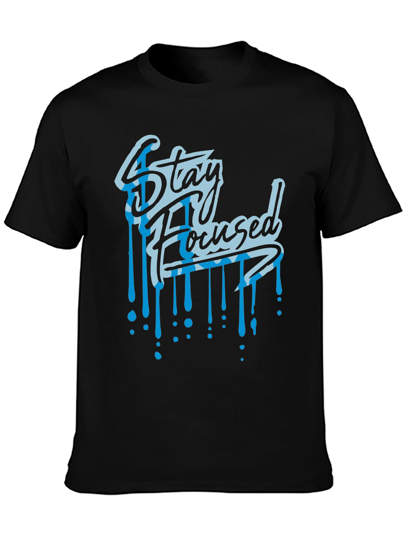 Stay Focused Graphic Print Black T-Shirt