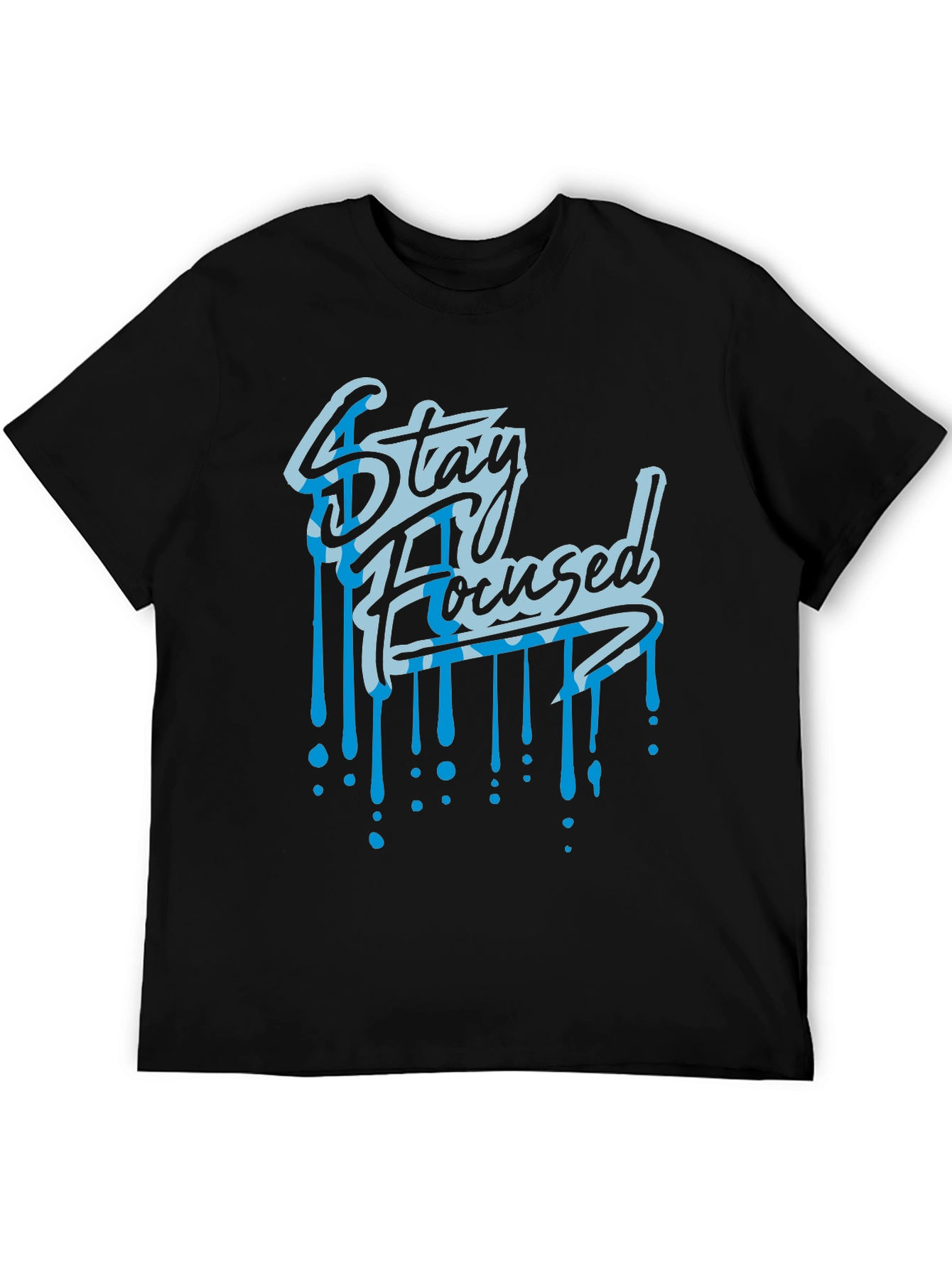 Stay Focused Graphic Print Black T-Shirt