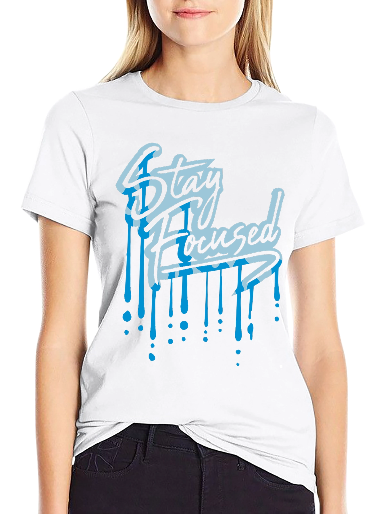 Stay Focused Graphic Print Black T-Shirt