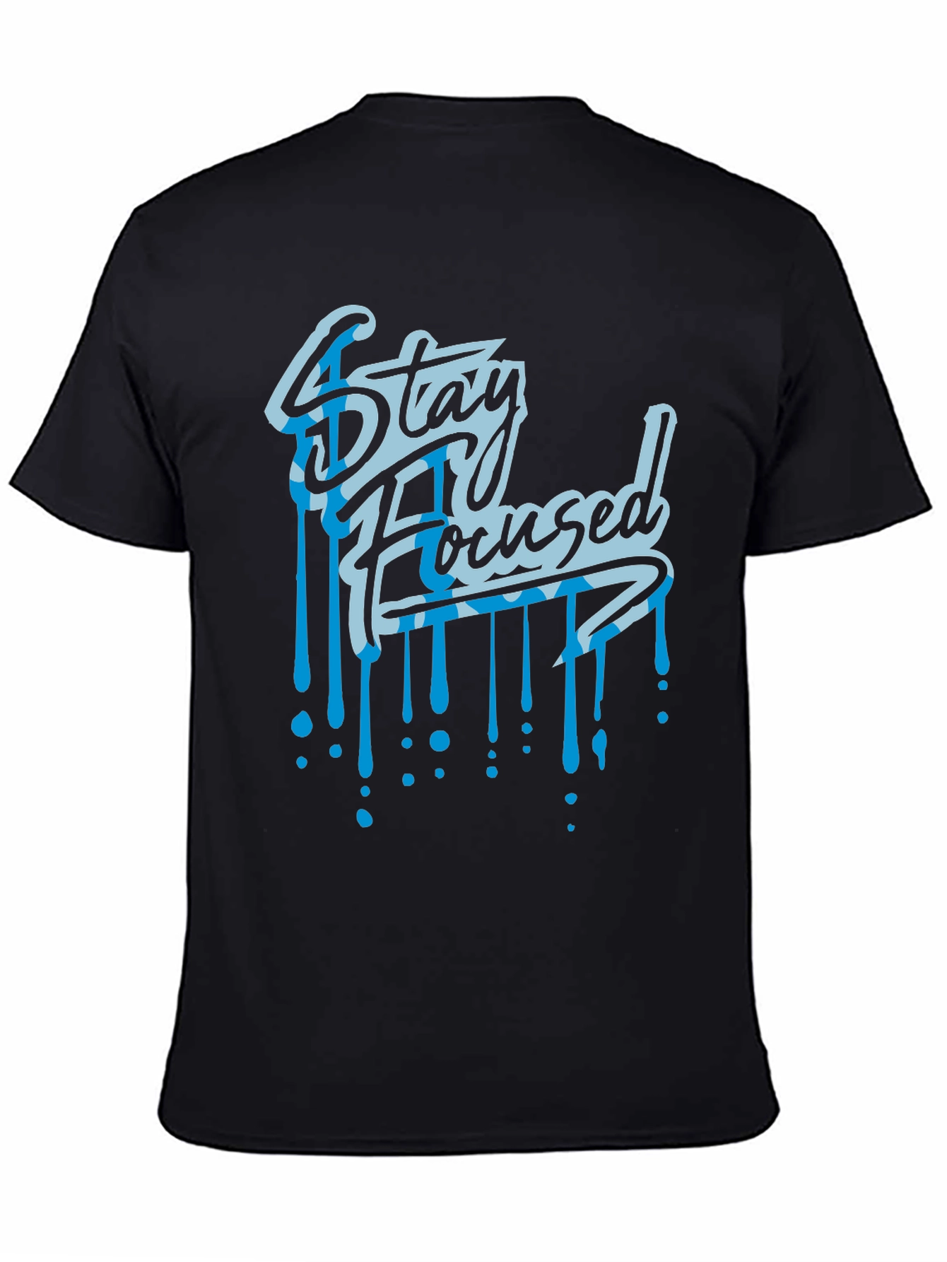 Stay Focused Graphic Print Black T-Shirt