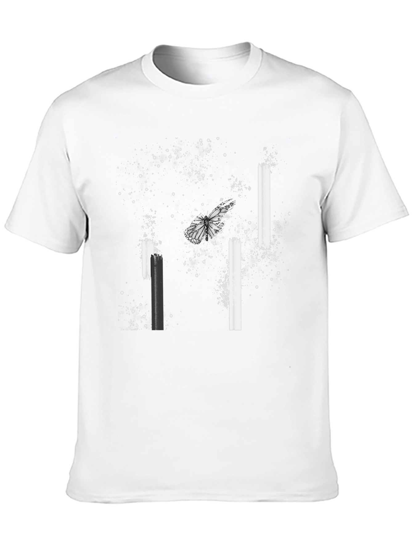 Butterfly Splatter Print Black Tee