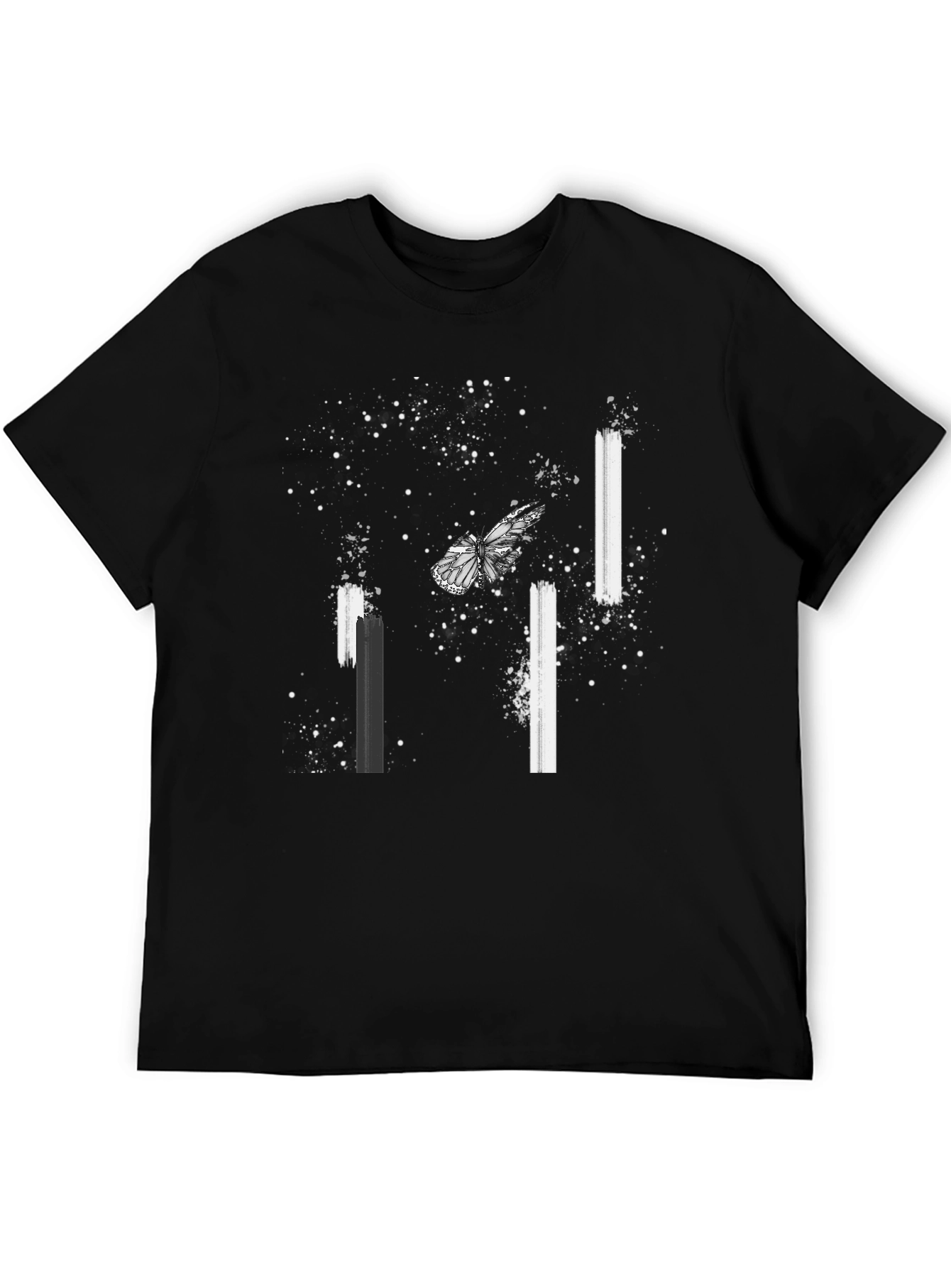Butterfly Splatter Print Black Tee