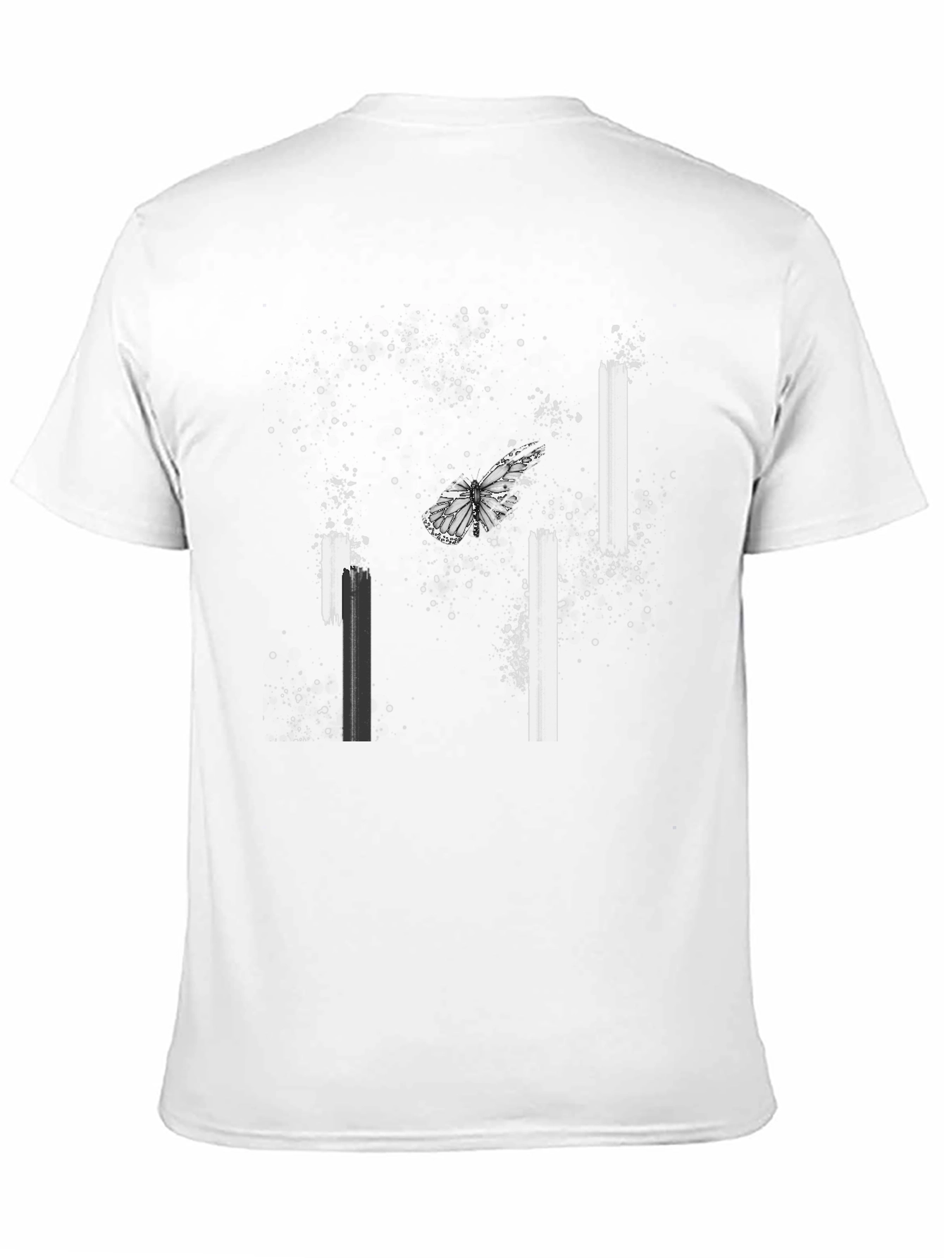 Butterfly Splatter Print Black Tee