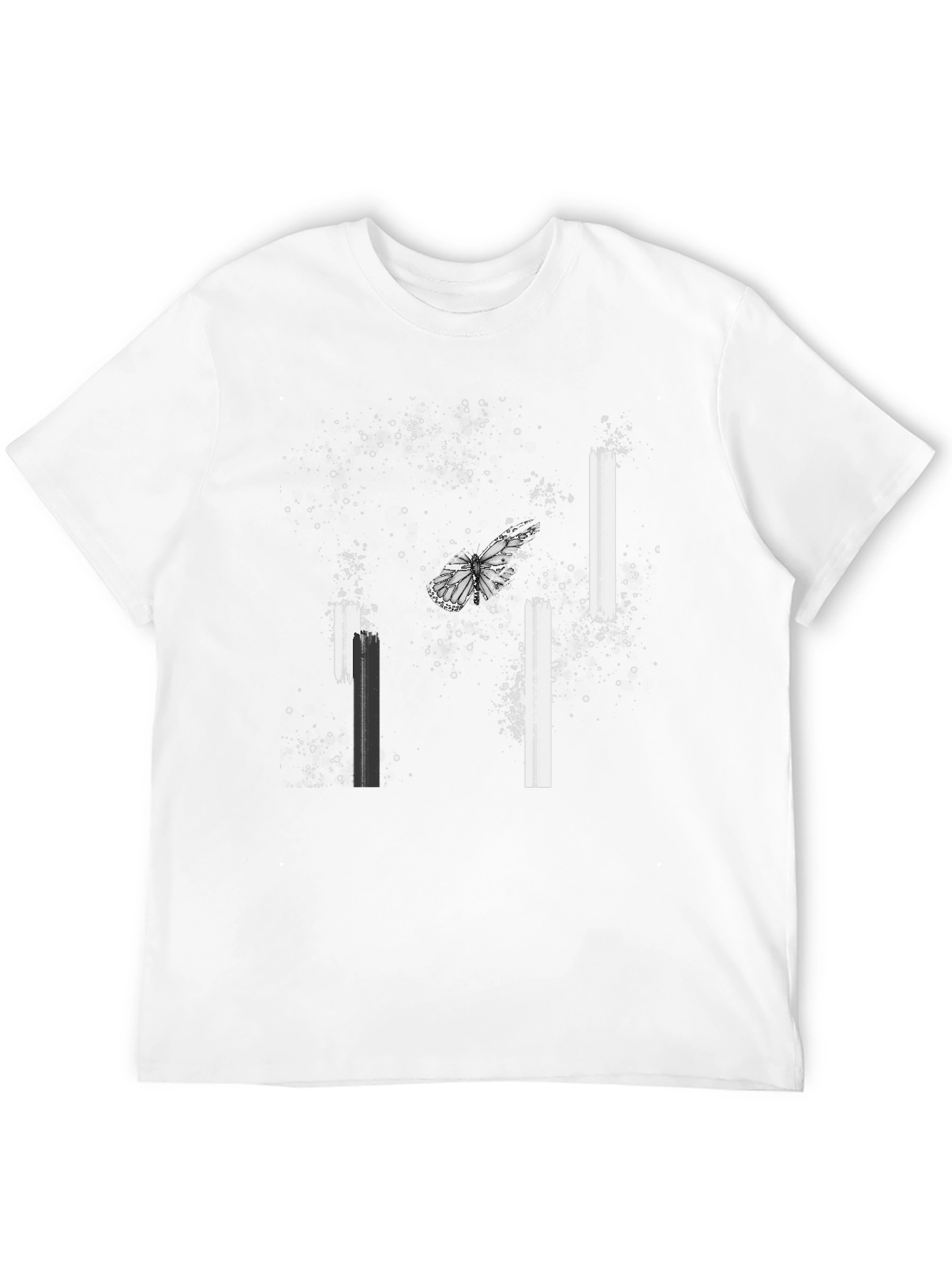 Butterfly Splatter Print Black Tee