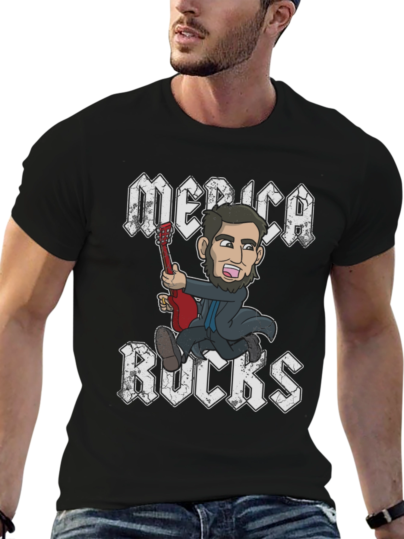 America Rocks T-Shirt Patriotic Cartoon Design
