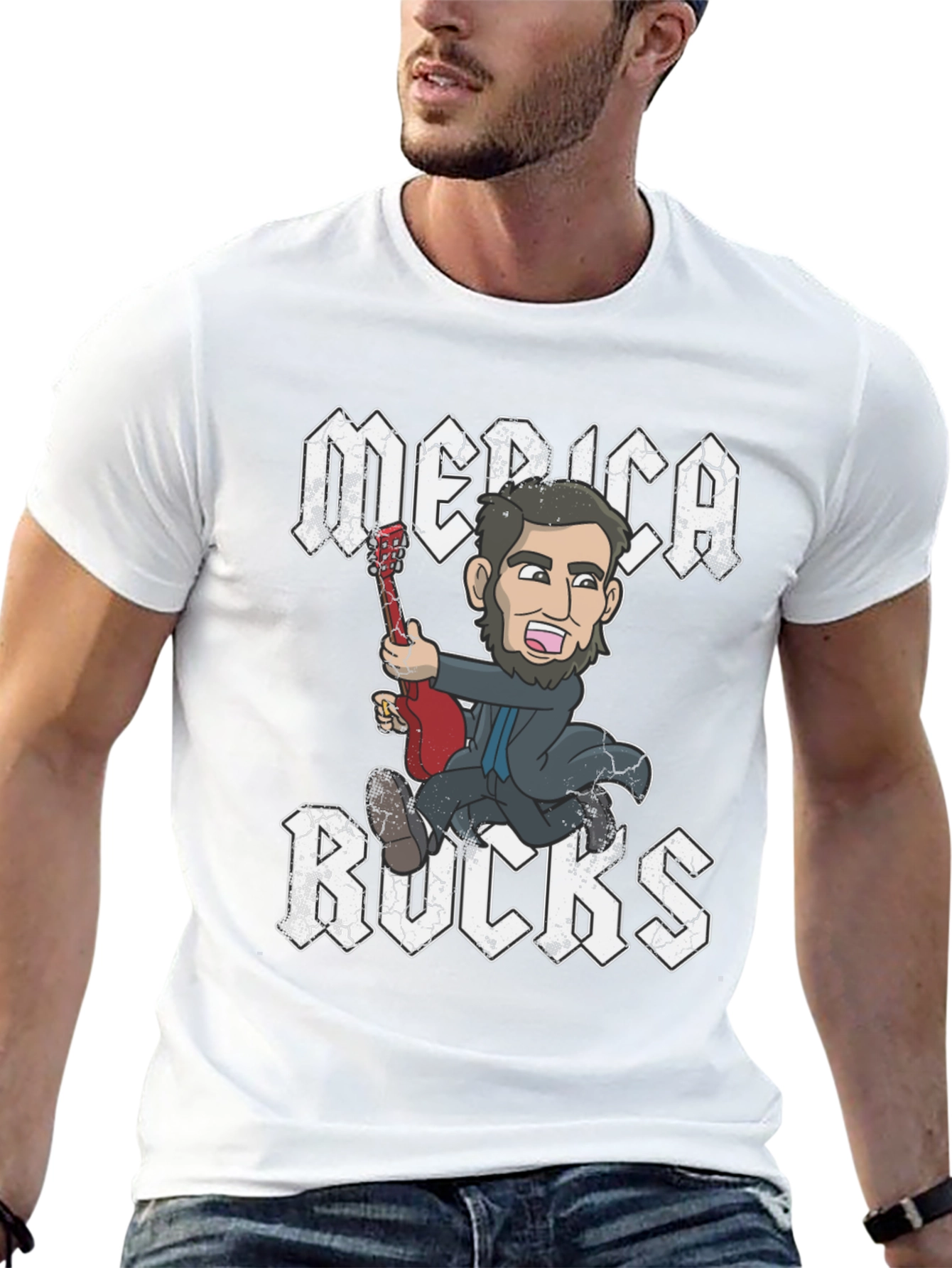 America Rocks T-Shirt Patriotic Cartoon Design