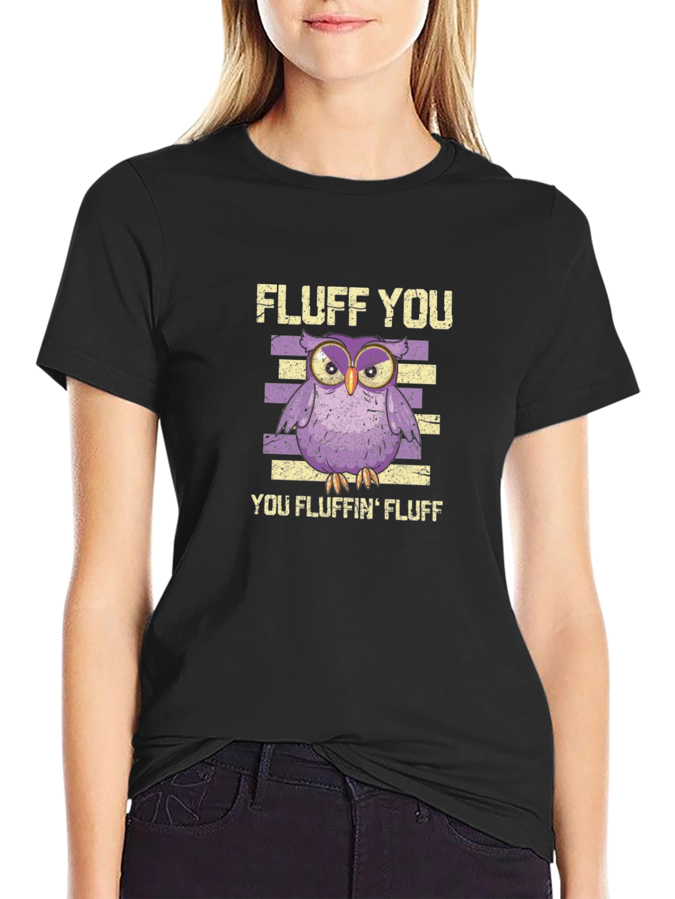 Fluff You Funny Owl Graphic T-Shirt