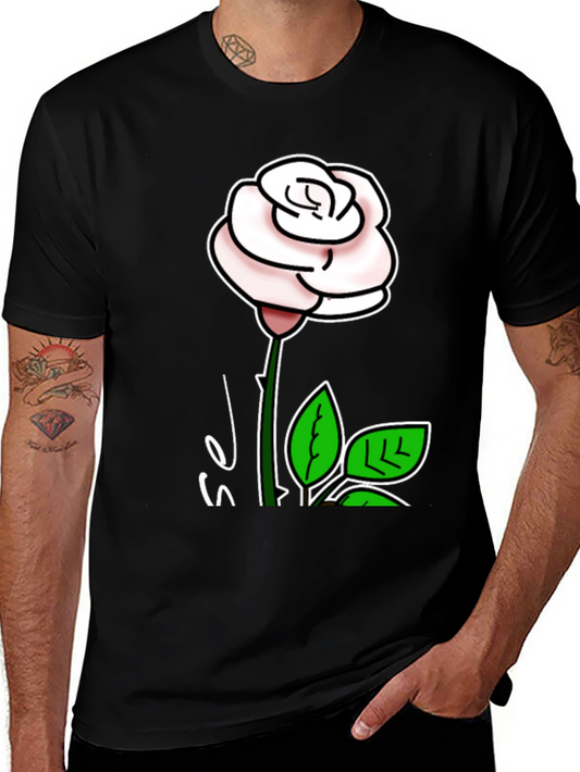 Black Rose Graphic T-Shirt - Stylish Floral Design