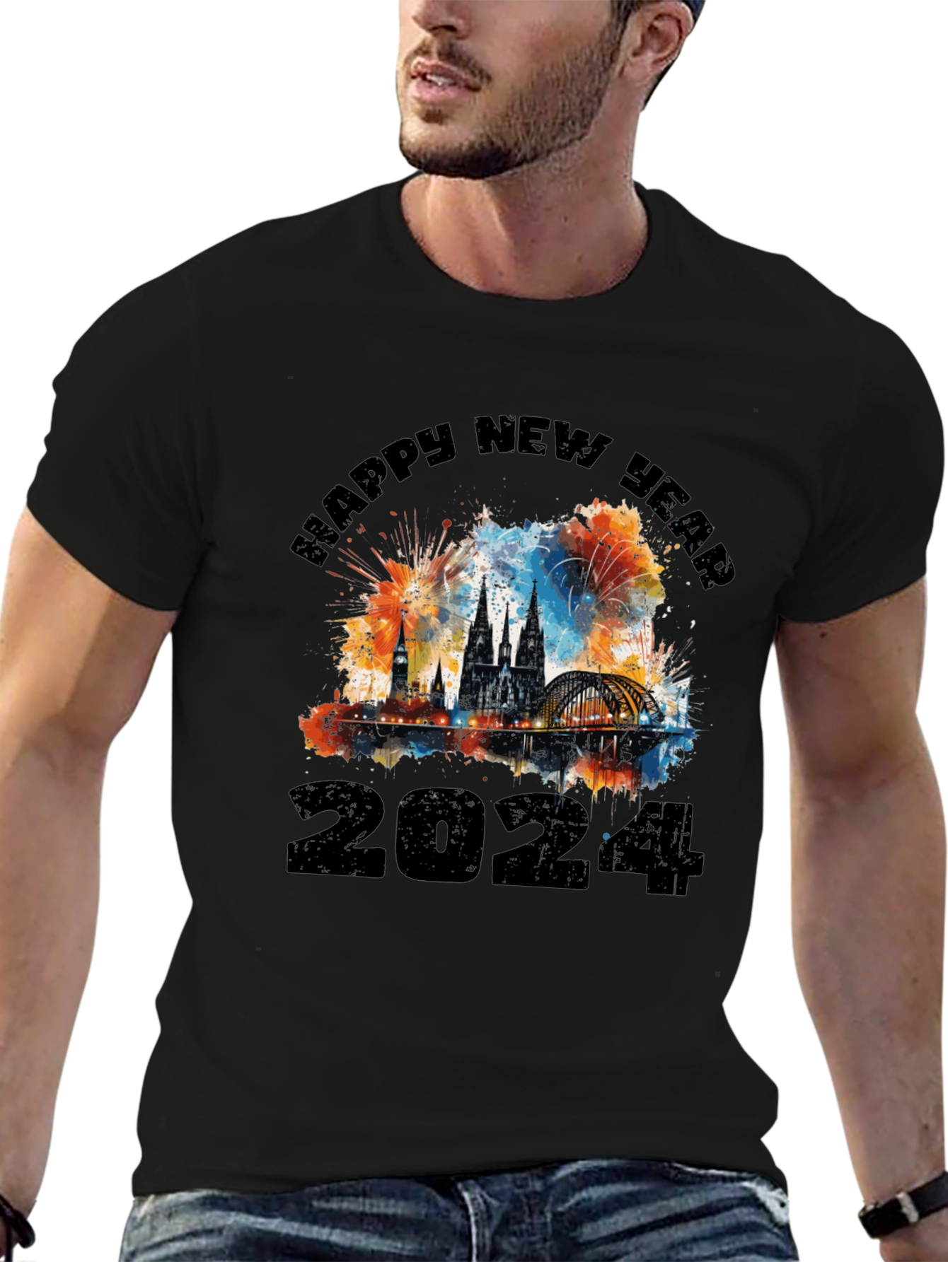 Happy New Year 2024 Black T-Shirt