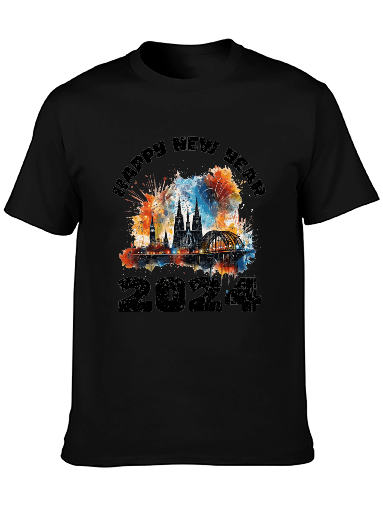 Happy New Year 2024 Black T-Shirt