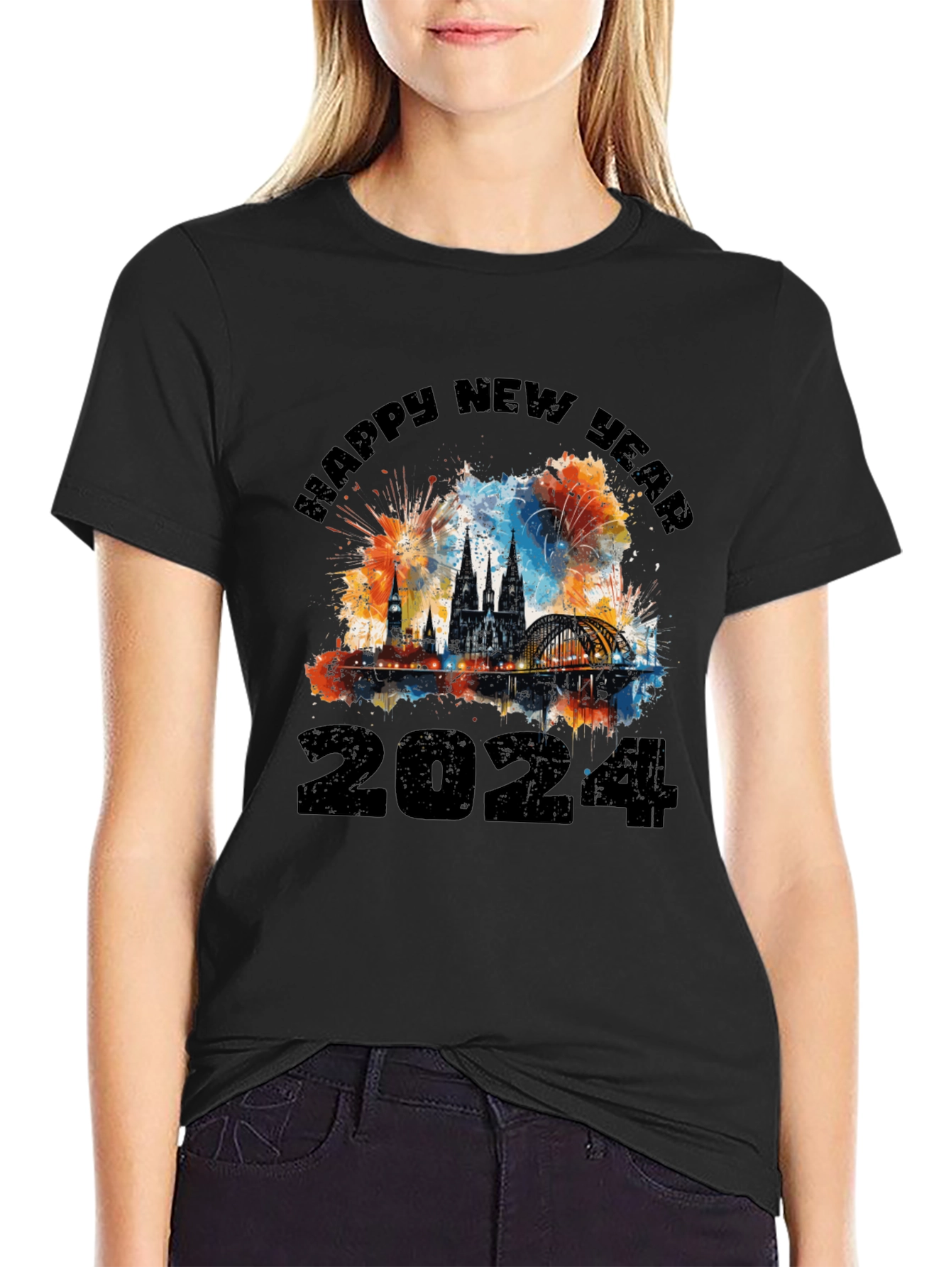 Happy New Year 2024 Black T-Shirt