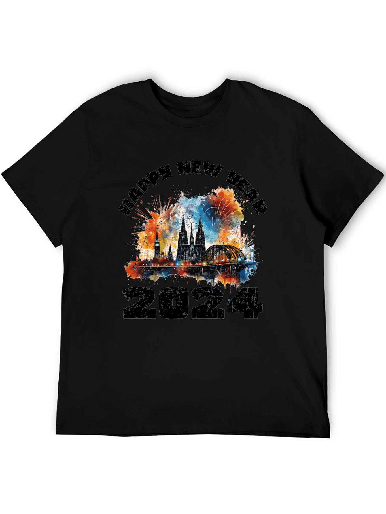 Happy New Year 2024 Black T-Shirt