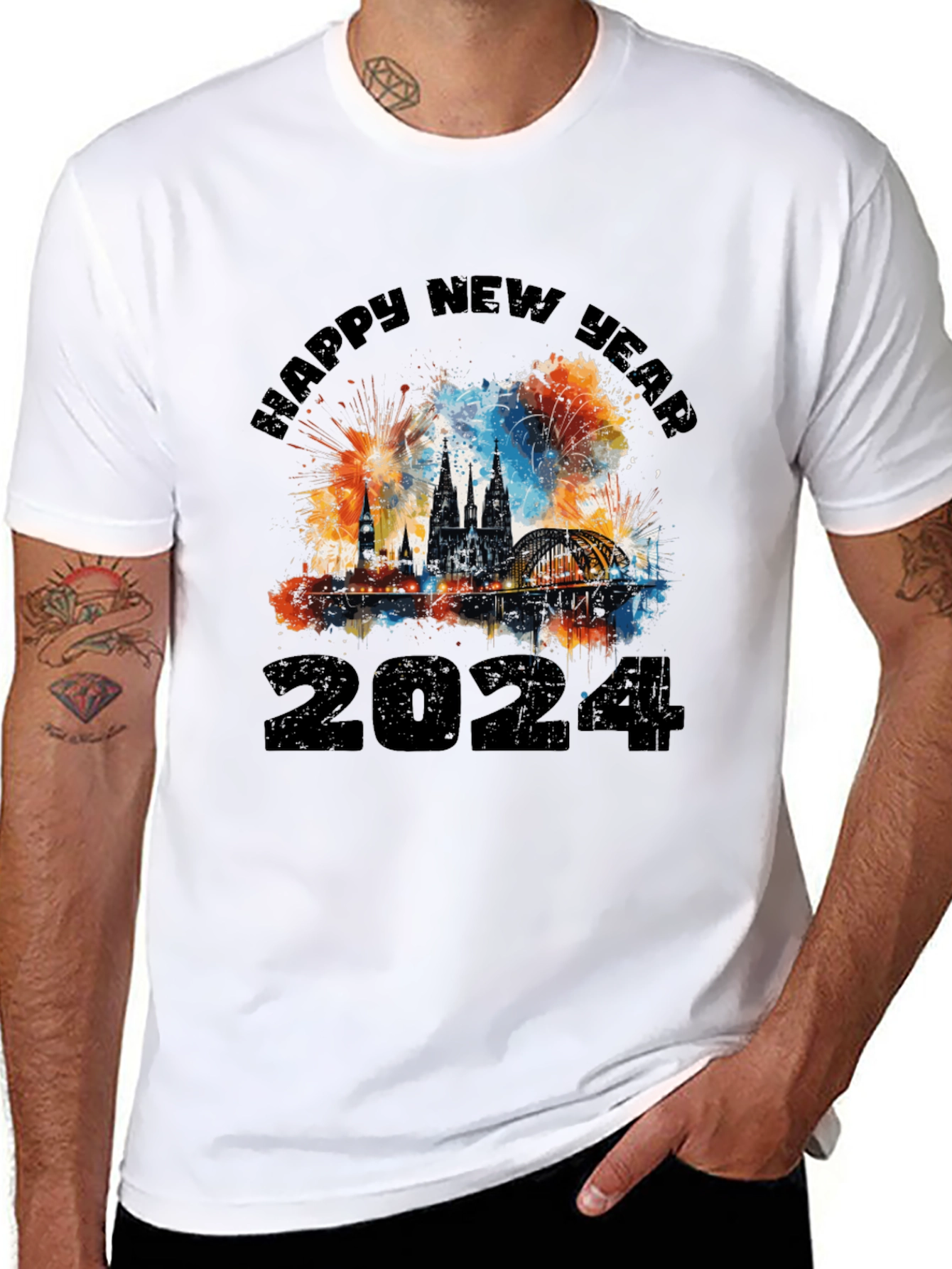 Happy New Year 2024 Black T-Shirt