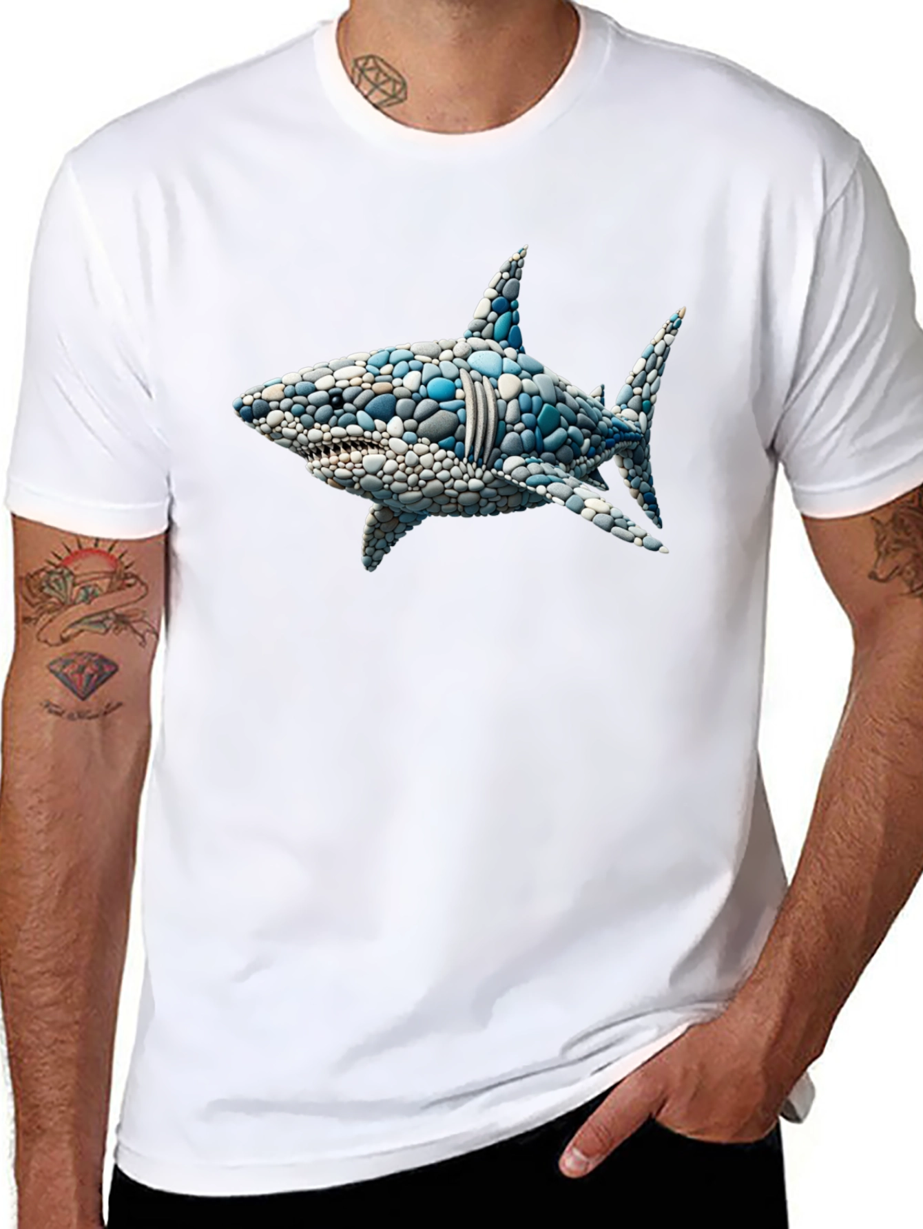 Shark Pebble Art Graphic T-Shirt