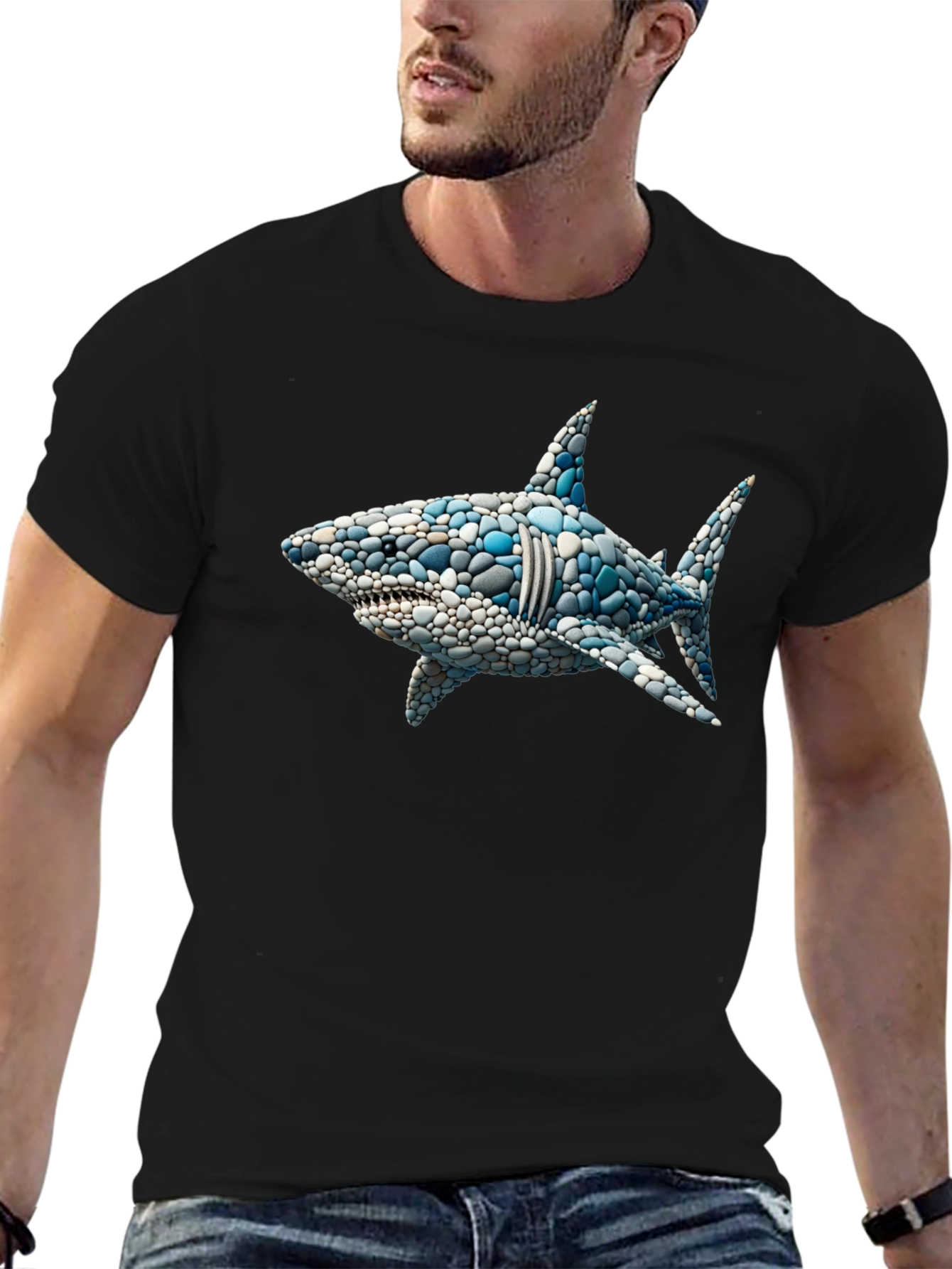 Shark Pebble Art Graphic T-Shirt