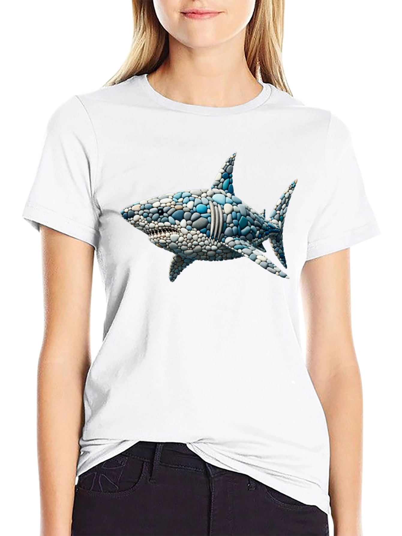 Shark Pebble Art Graphic T-Shirt