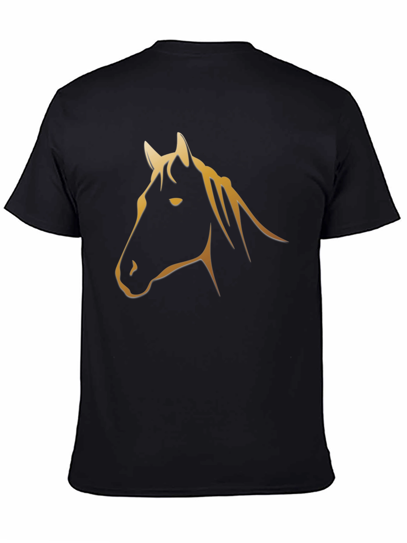 Black T-Shirt with Golden Horse Graphic