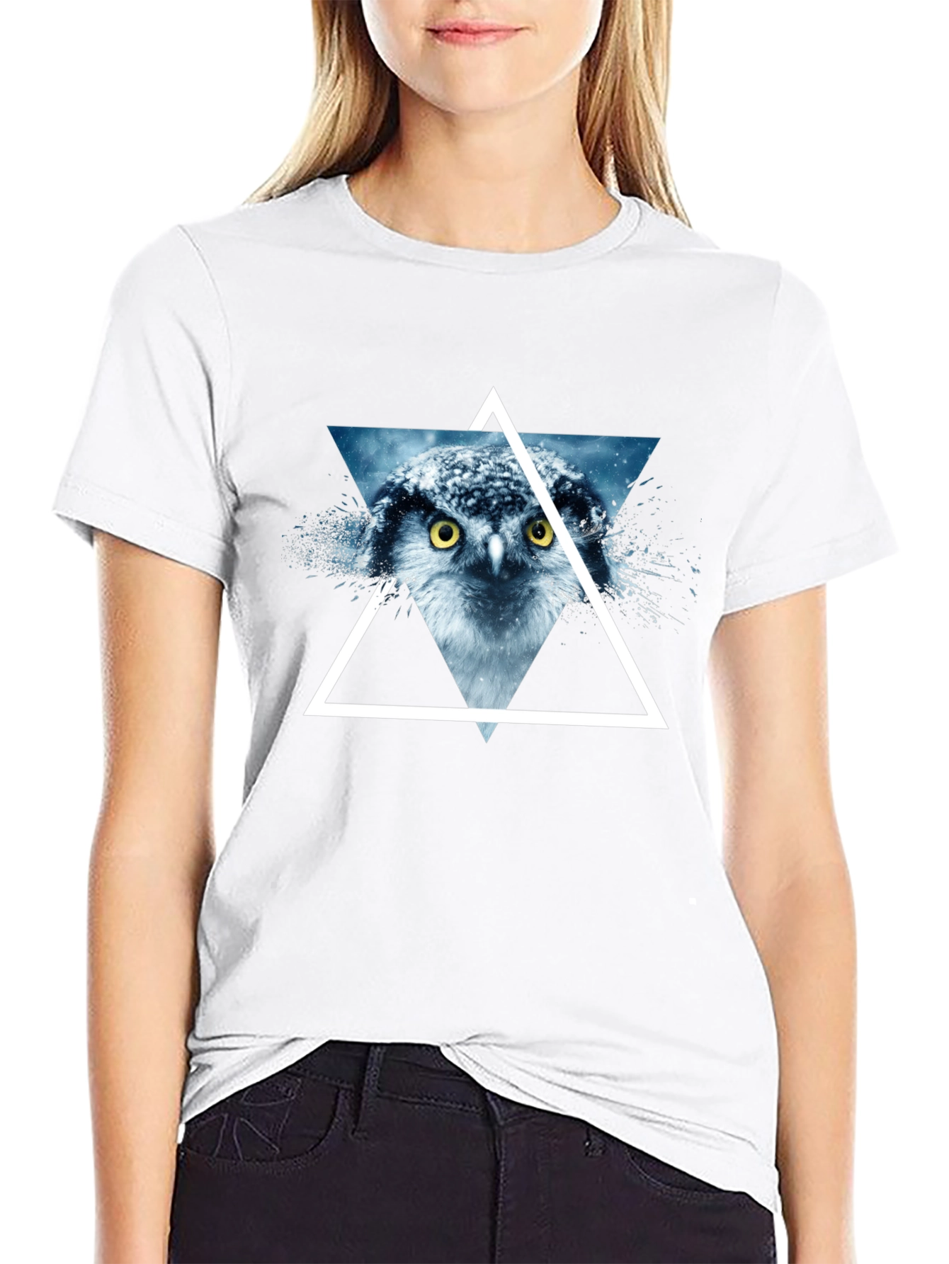 Owl Triangle Graphic Print Mens T-Shirt