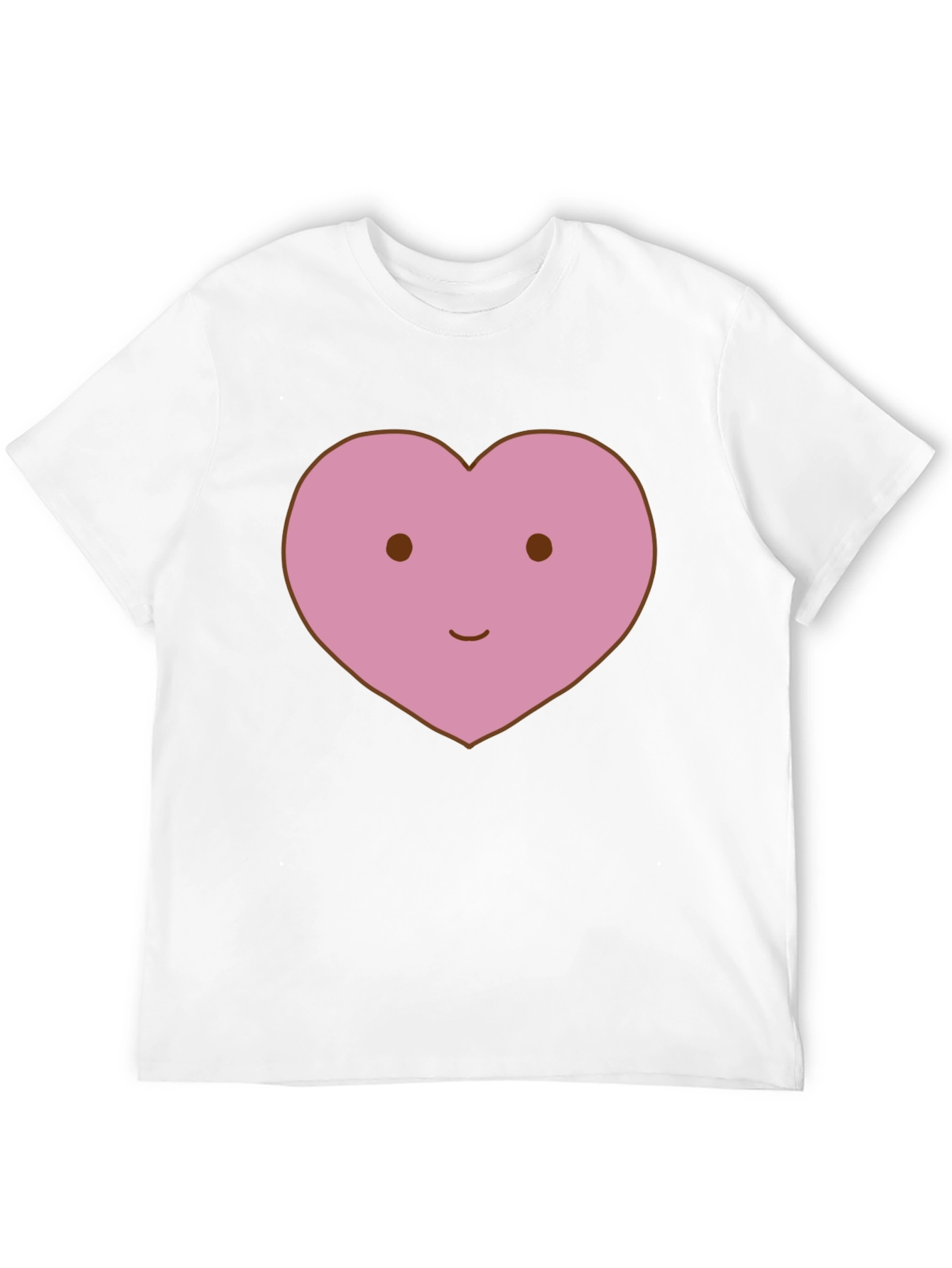 Cute Heart Face Graphic Tee - Black Cotton T-Shirt