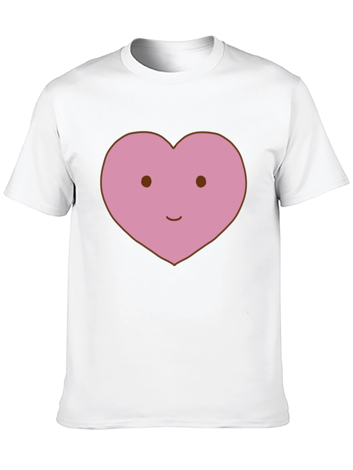 Cute Heart Face Graphic Tee - Black Cotton T-Shirt