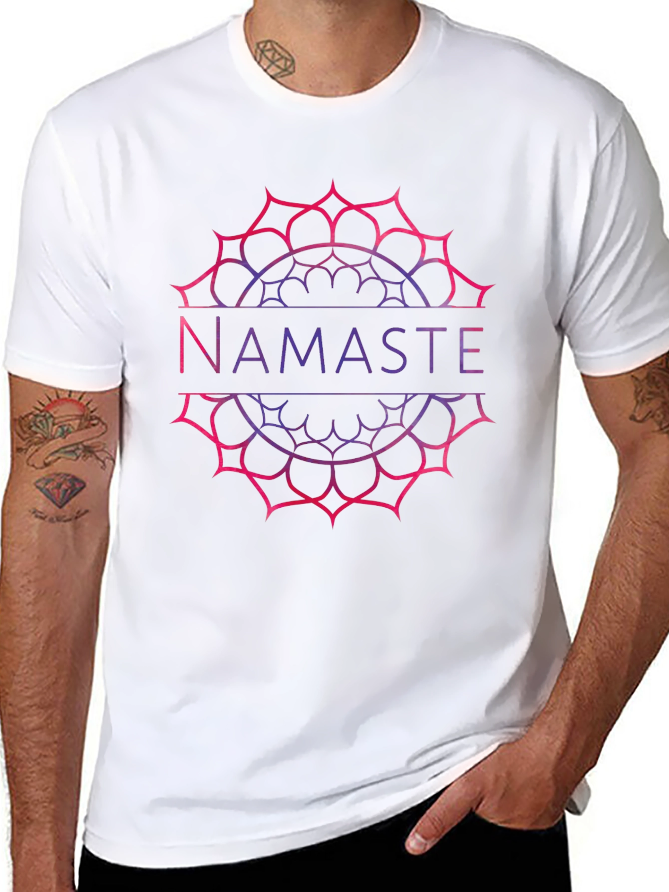Namaste Mandala Graphic Tee - Yoga Inspired Black T-Shirt