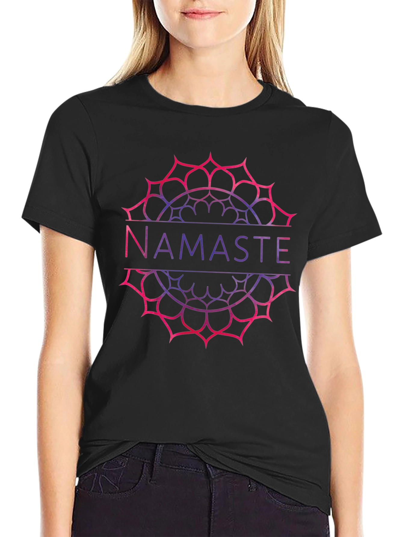 Namaste Mandala Graphic Tee - Yoga Inspired Black T-Shirt