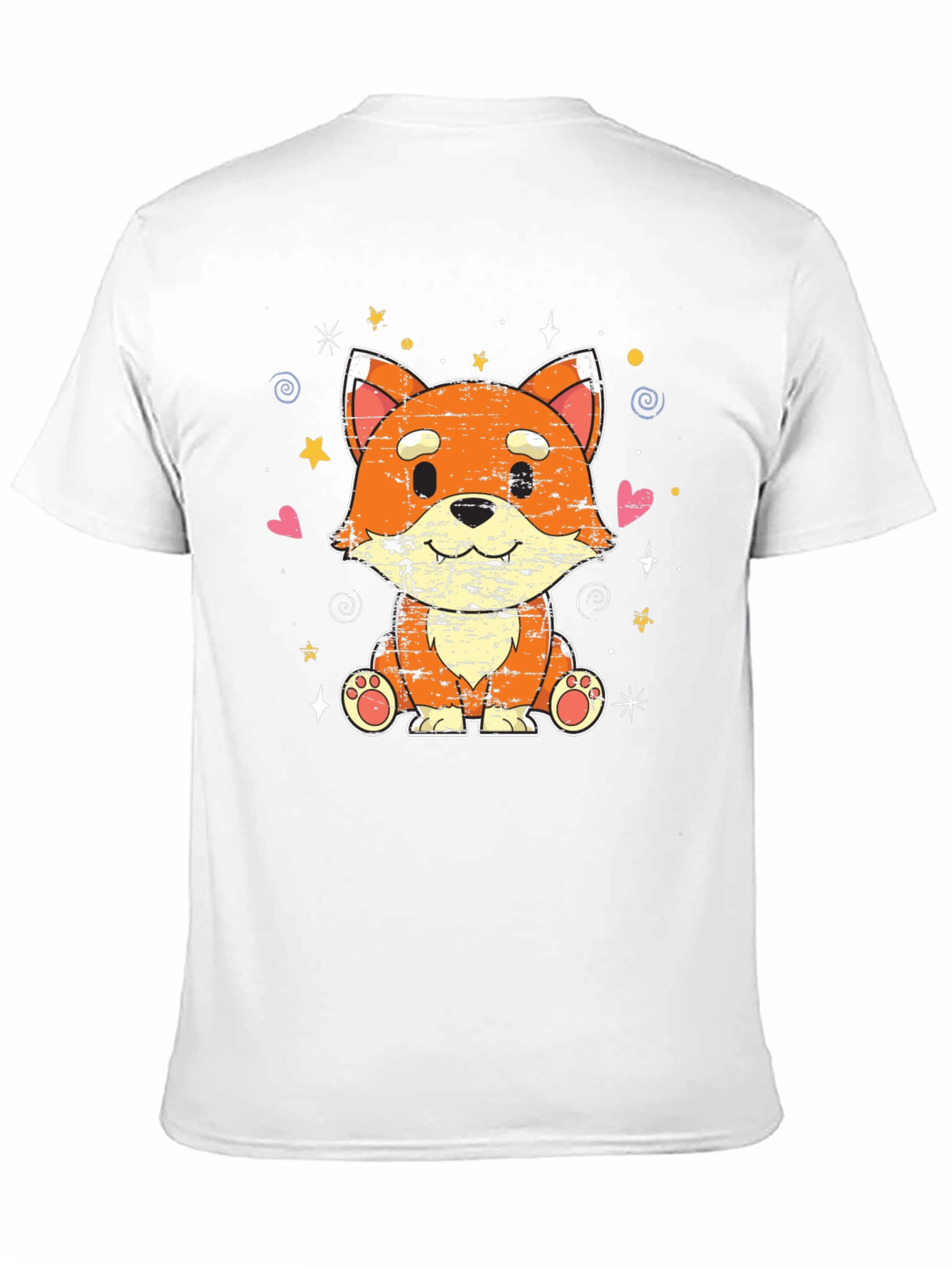 Cute Kawaii Fox Black T-Shirt