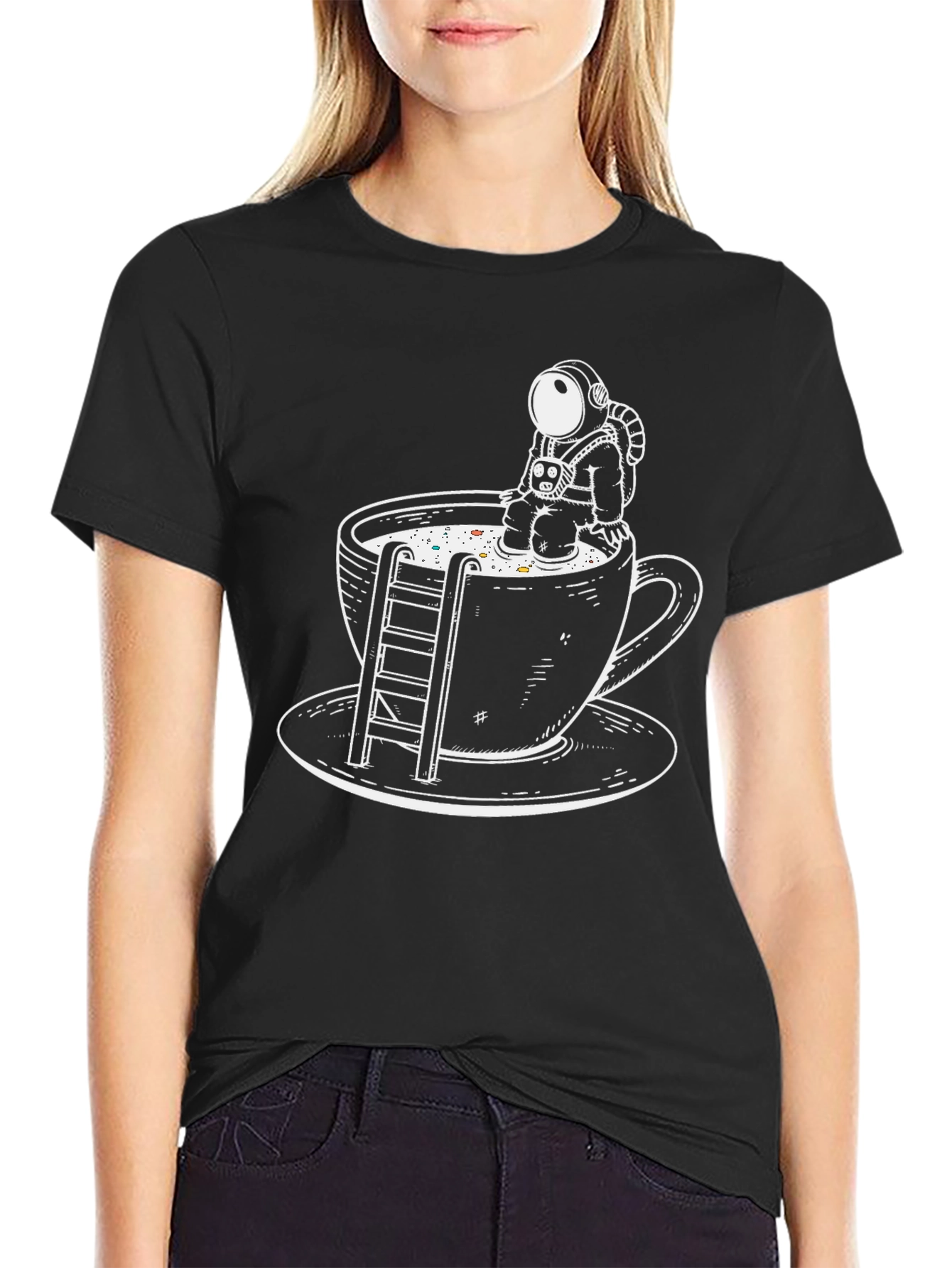 Astronaut Coffee Cup Graphic Tee - Relaxed Fit