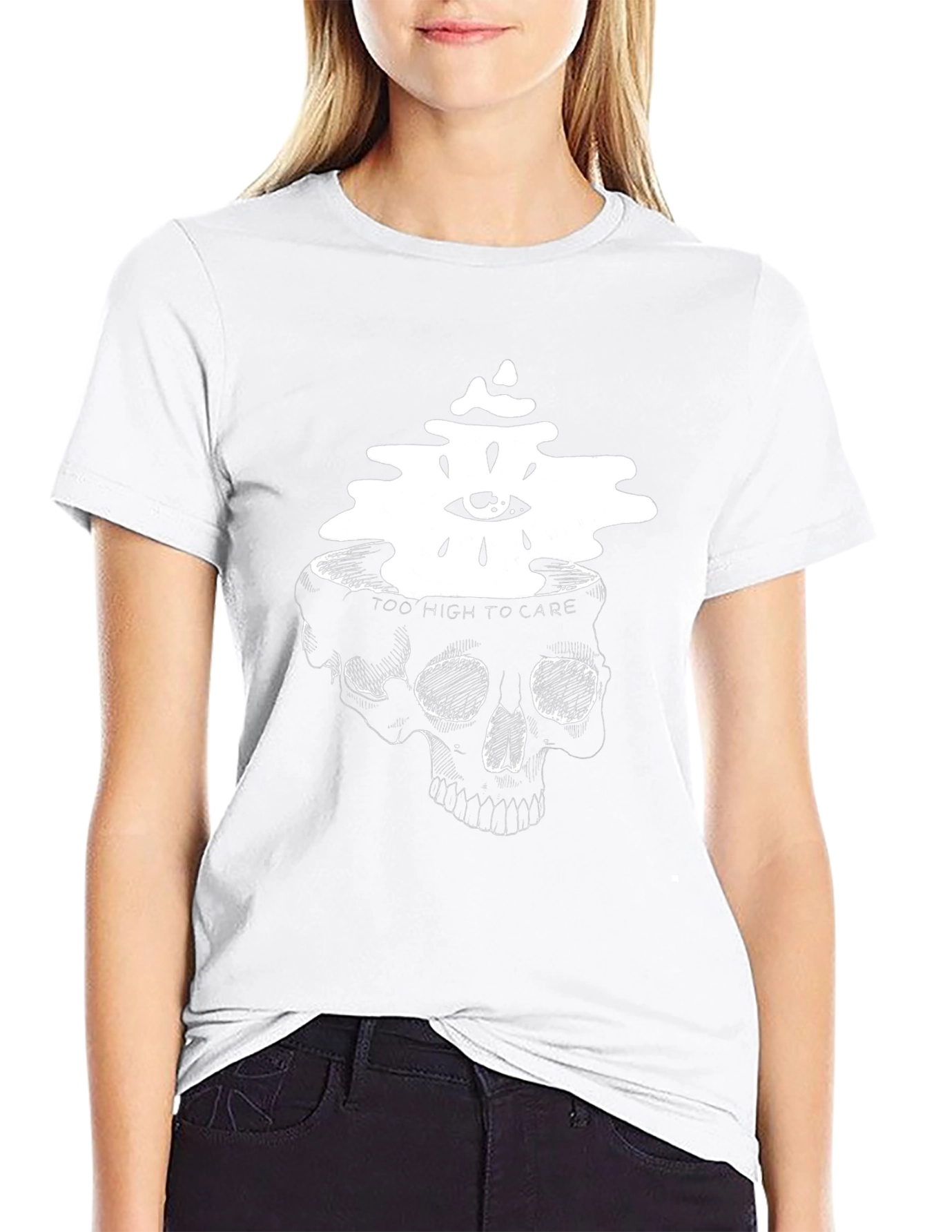 Skull Head T-Shirt: Too High to Care