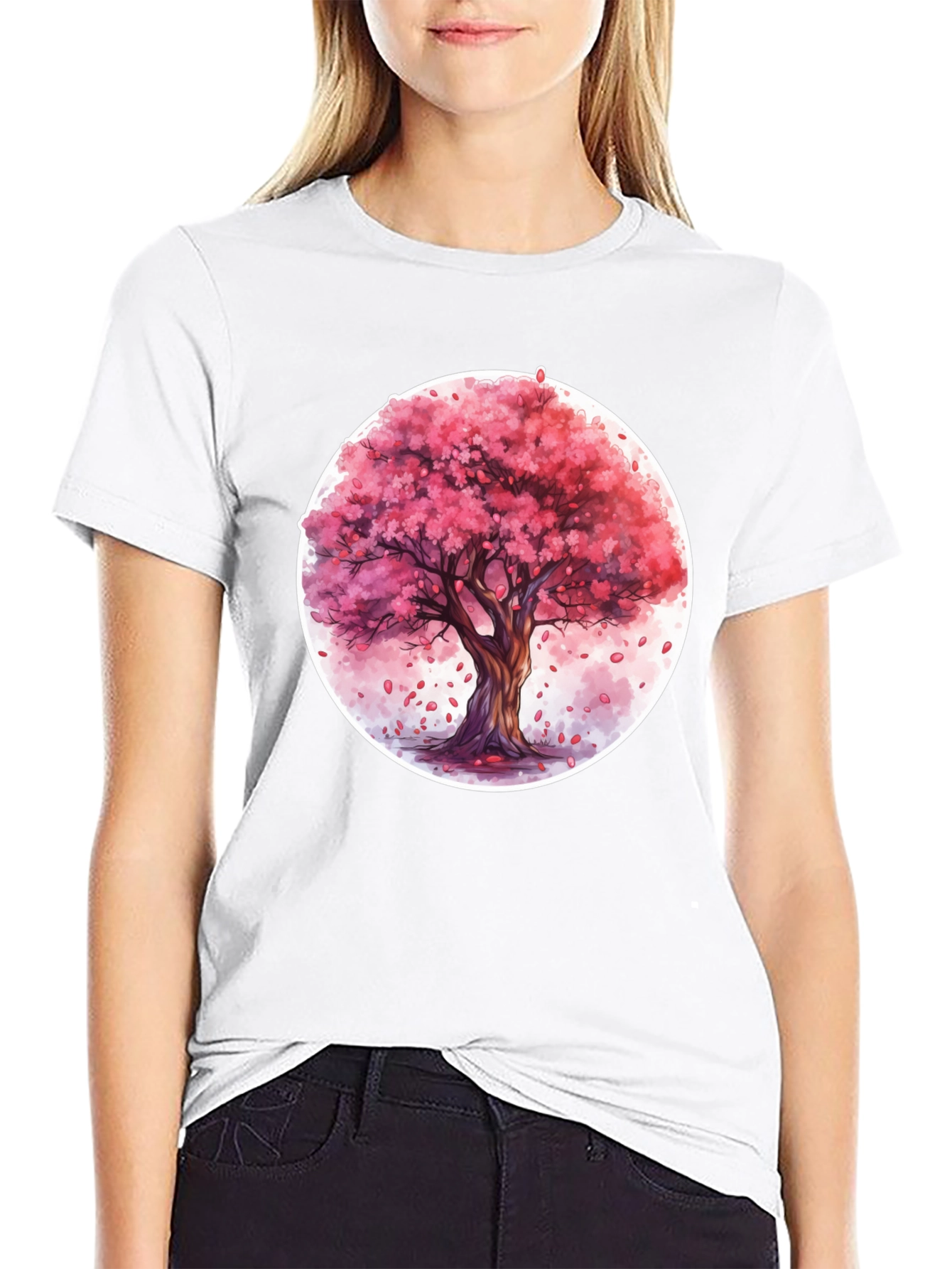 Cherry Blossom Tree Graphic Tee - Black