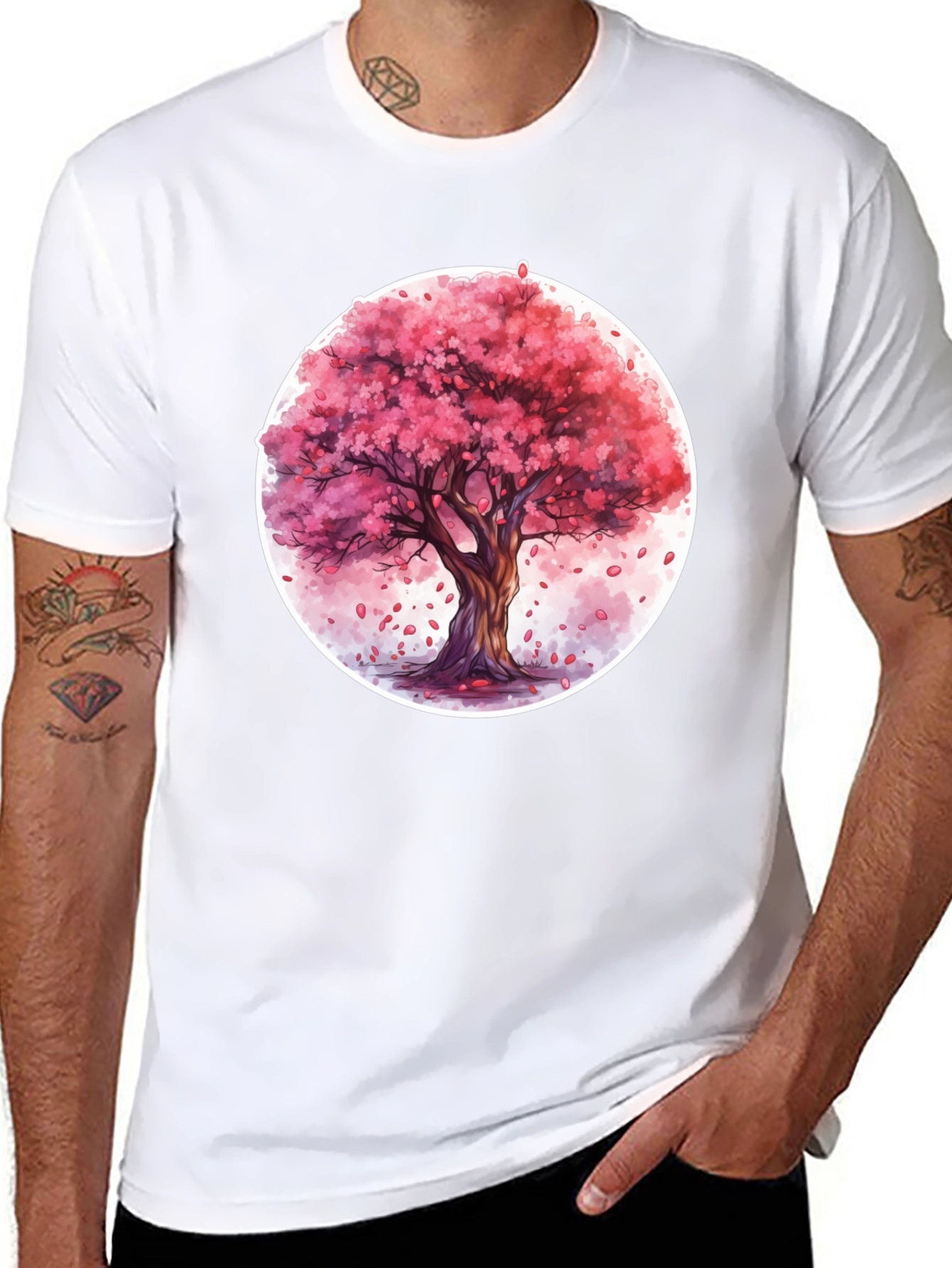 Cherry Blossom Tree Graphic Tee - Black