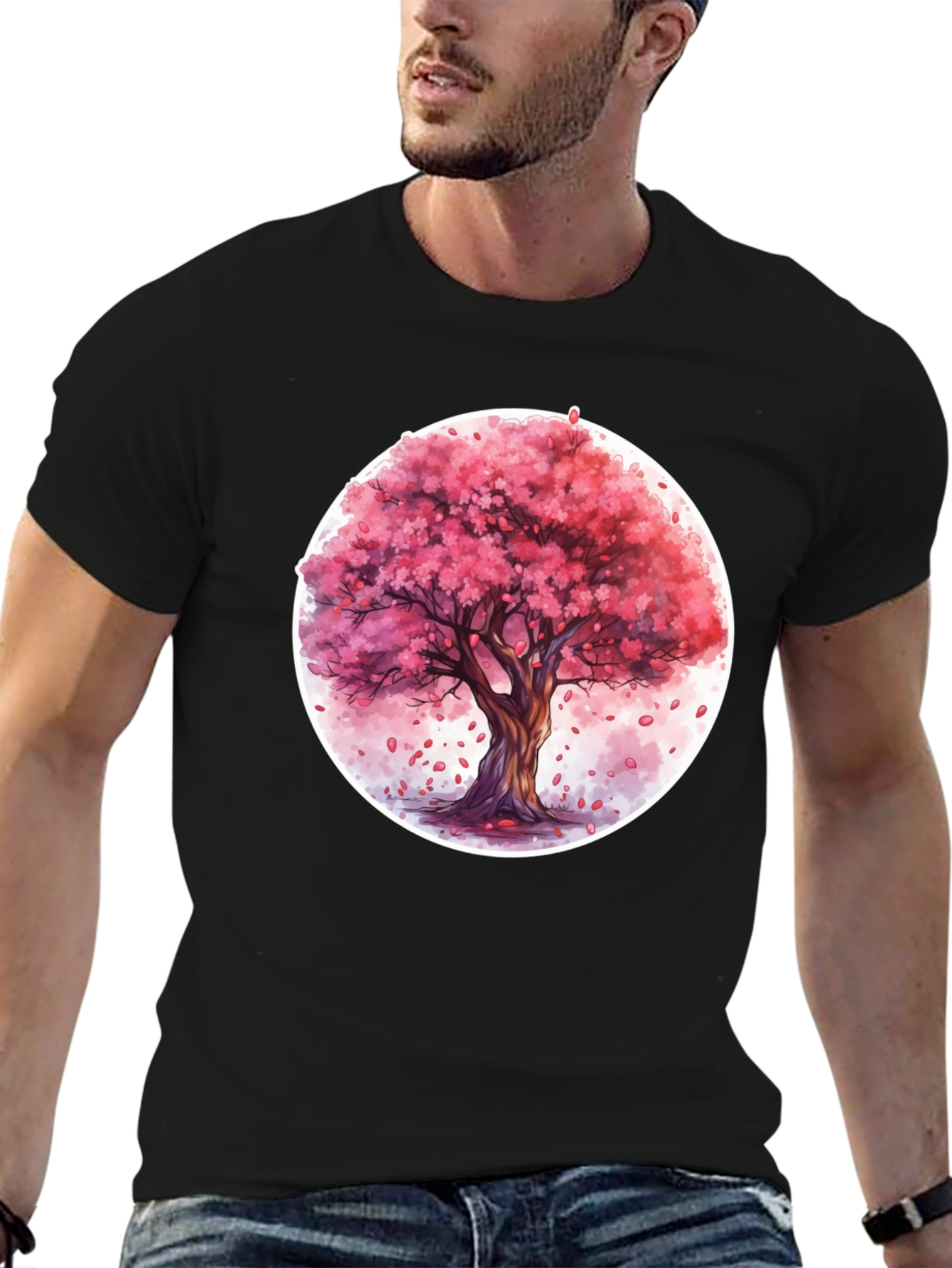 Cherry Blossom Tree Graphic Tee - Black