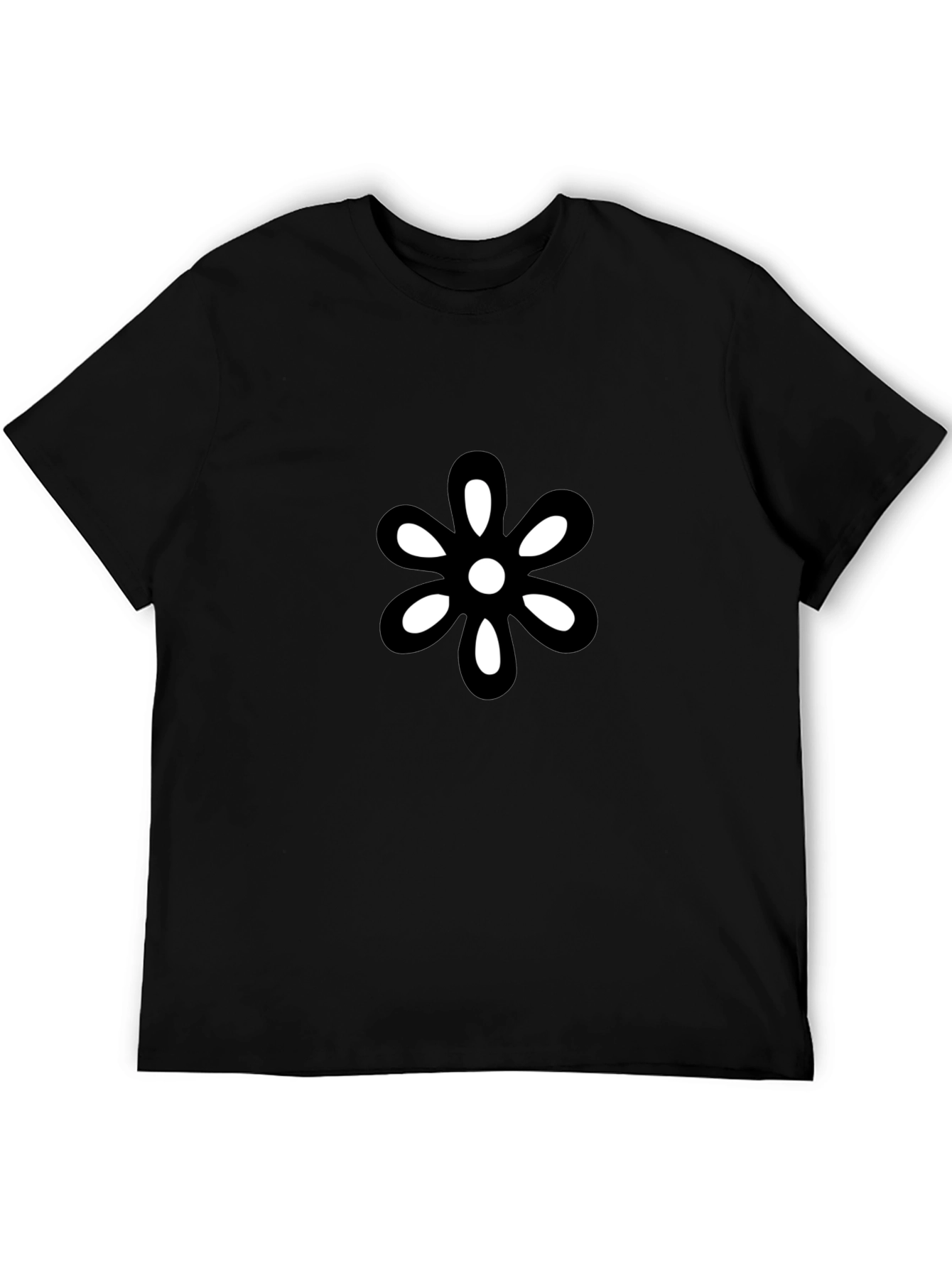 Modern Flower Graphic Black T-Shirt