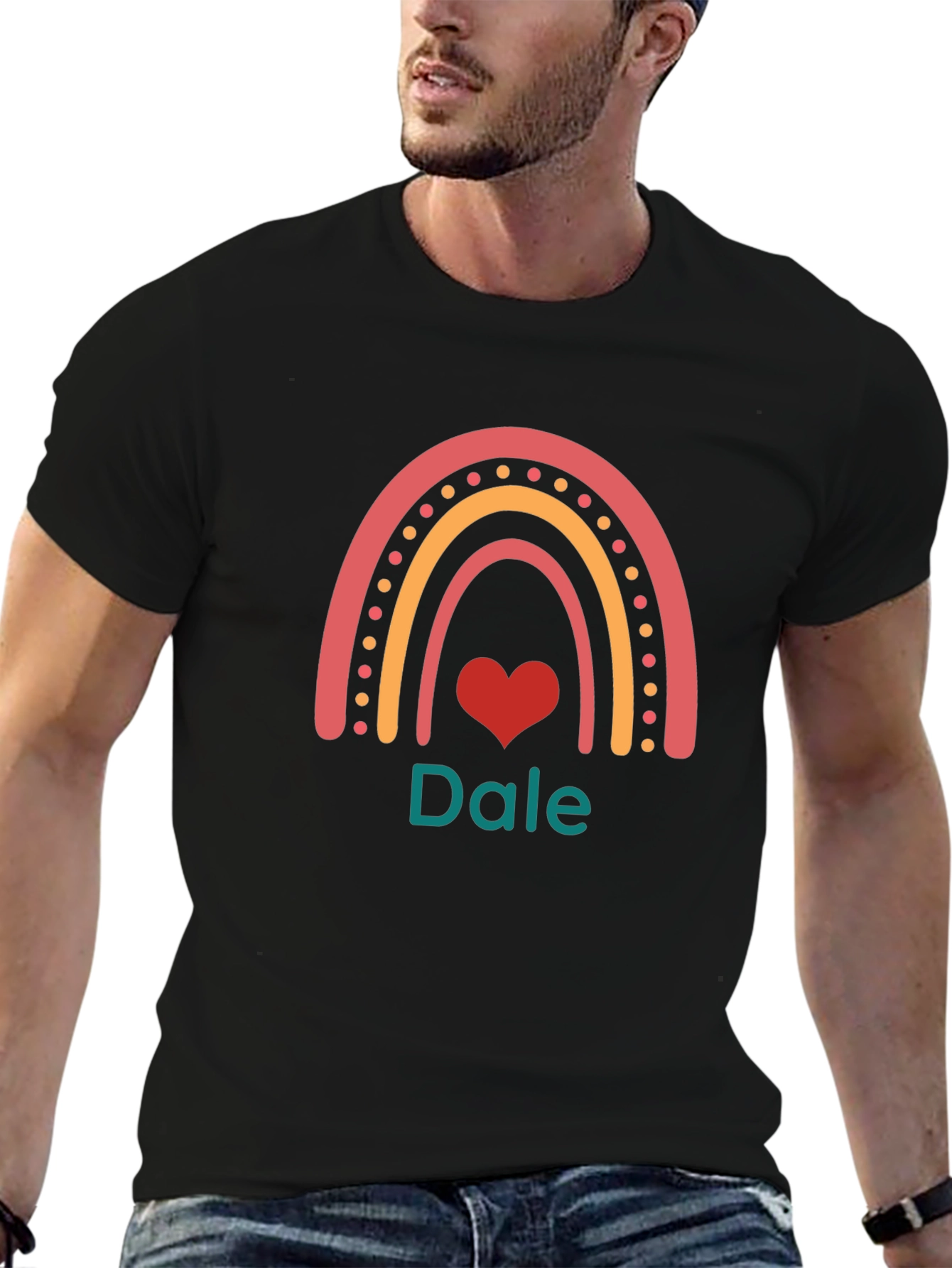 Dale Rainbow Heart Graphic T-Shirt