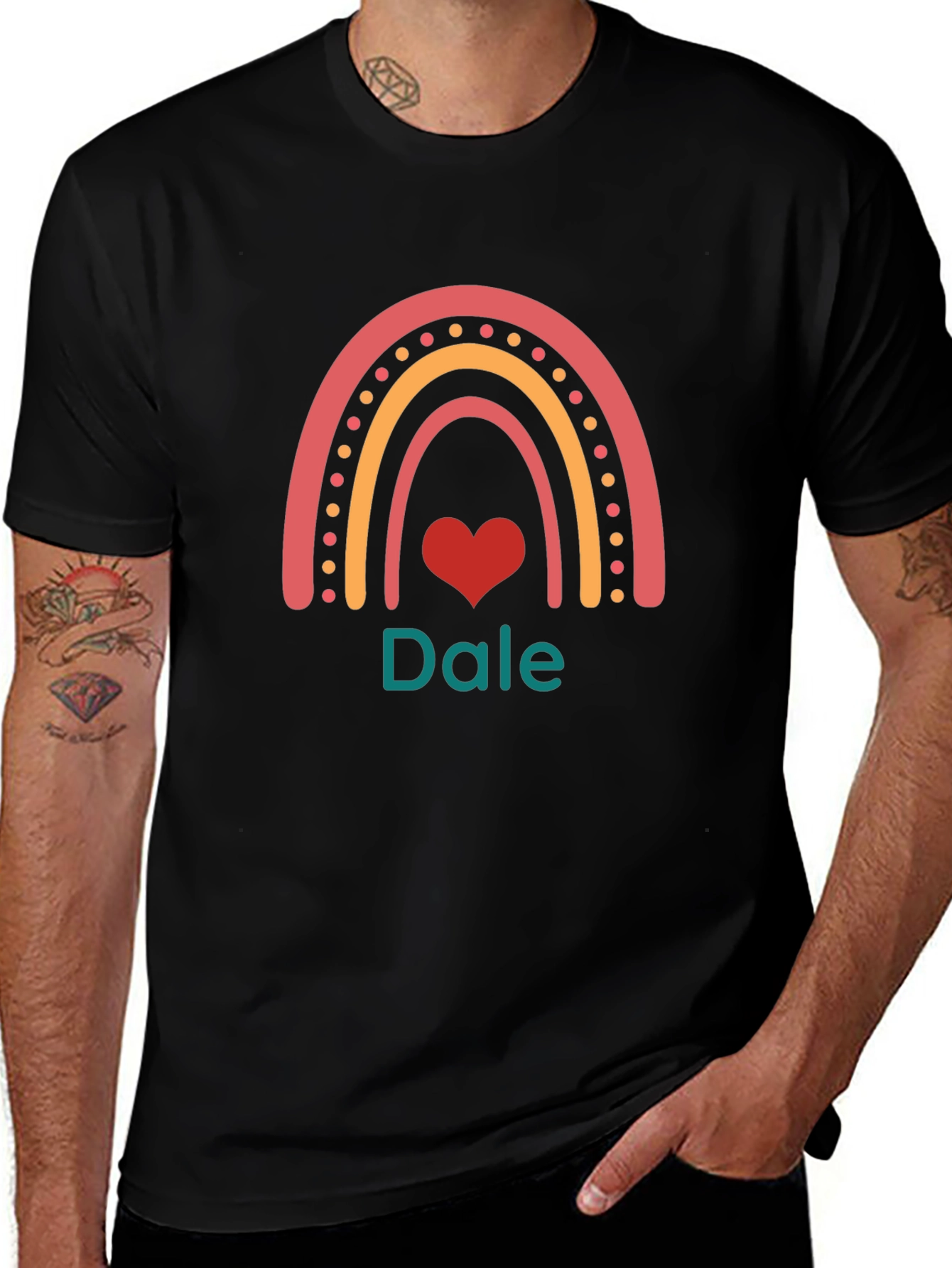 Dale Rainbow Heart Graphic T-Shirt