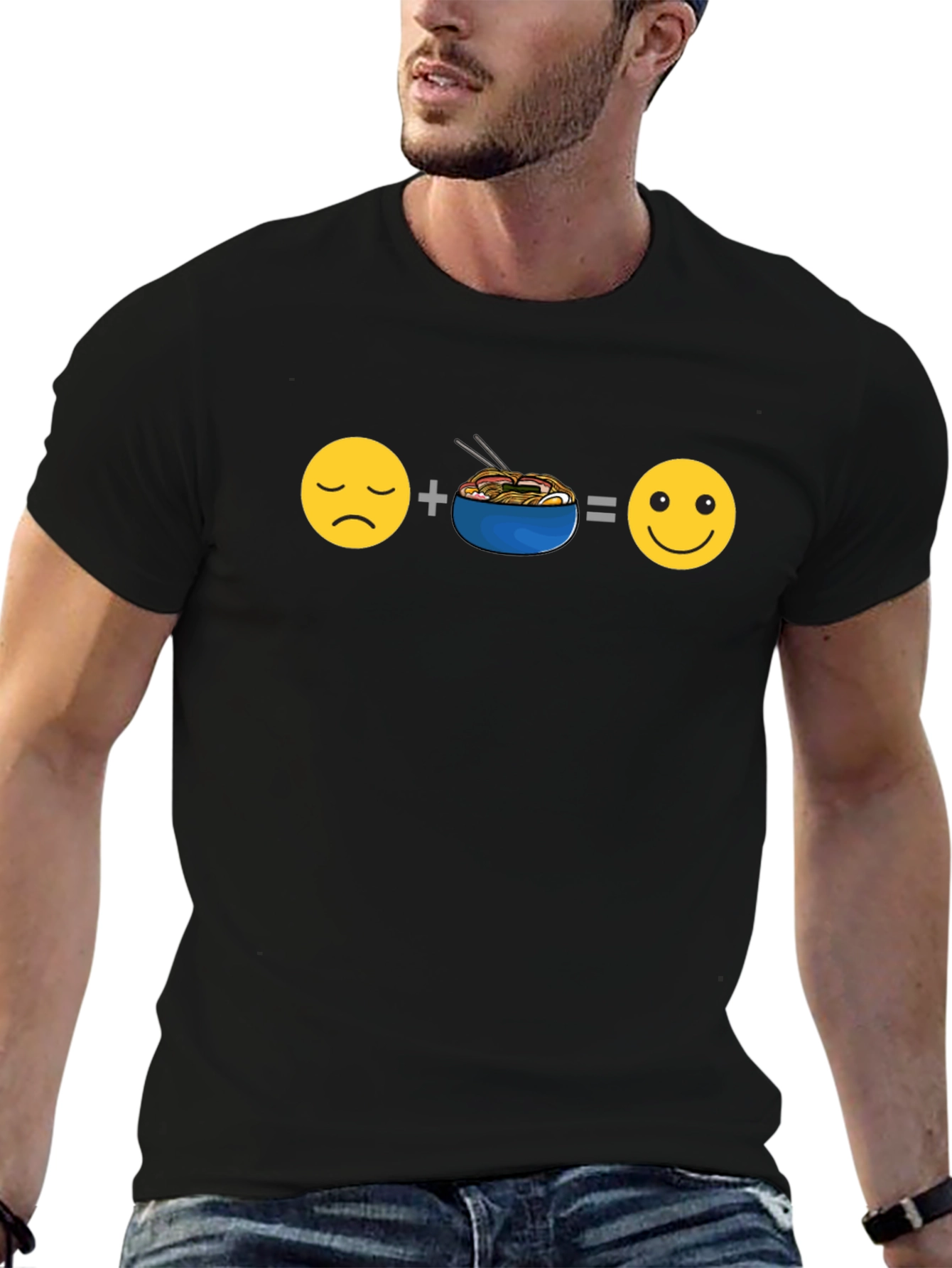 Ramen Equals Happy T-Shirt - Black
