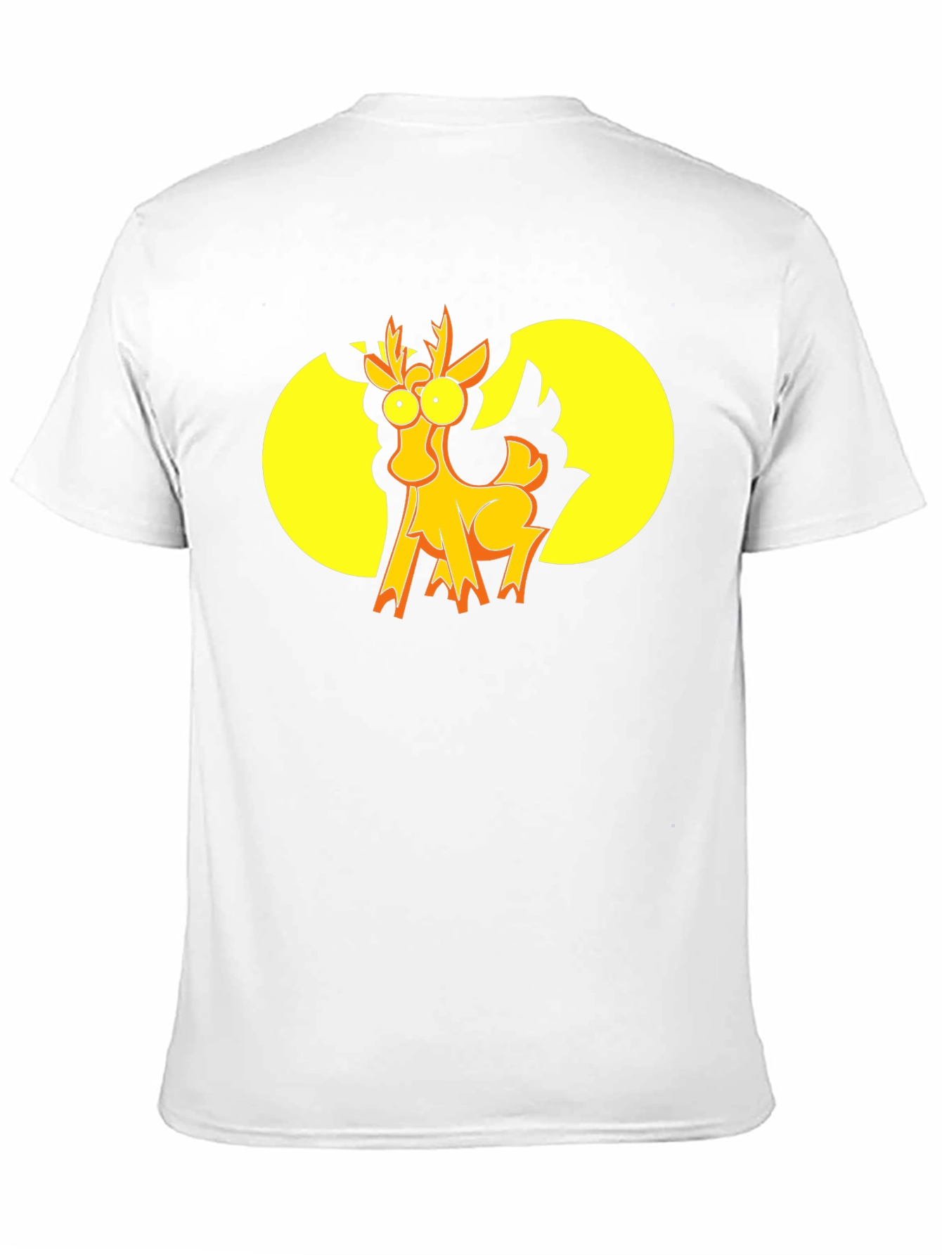 Funny Cartoon Deer Graphic T-Shirt - Black