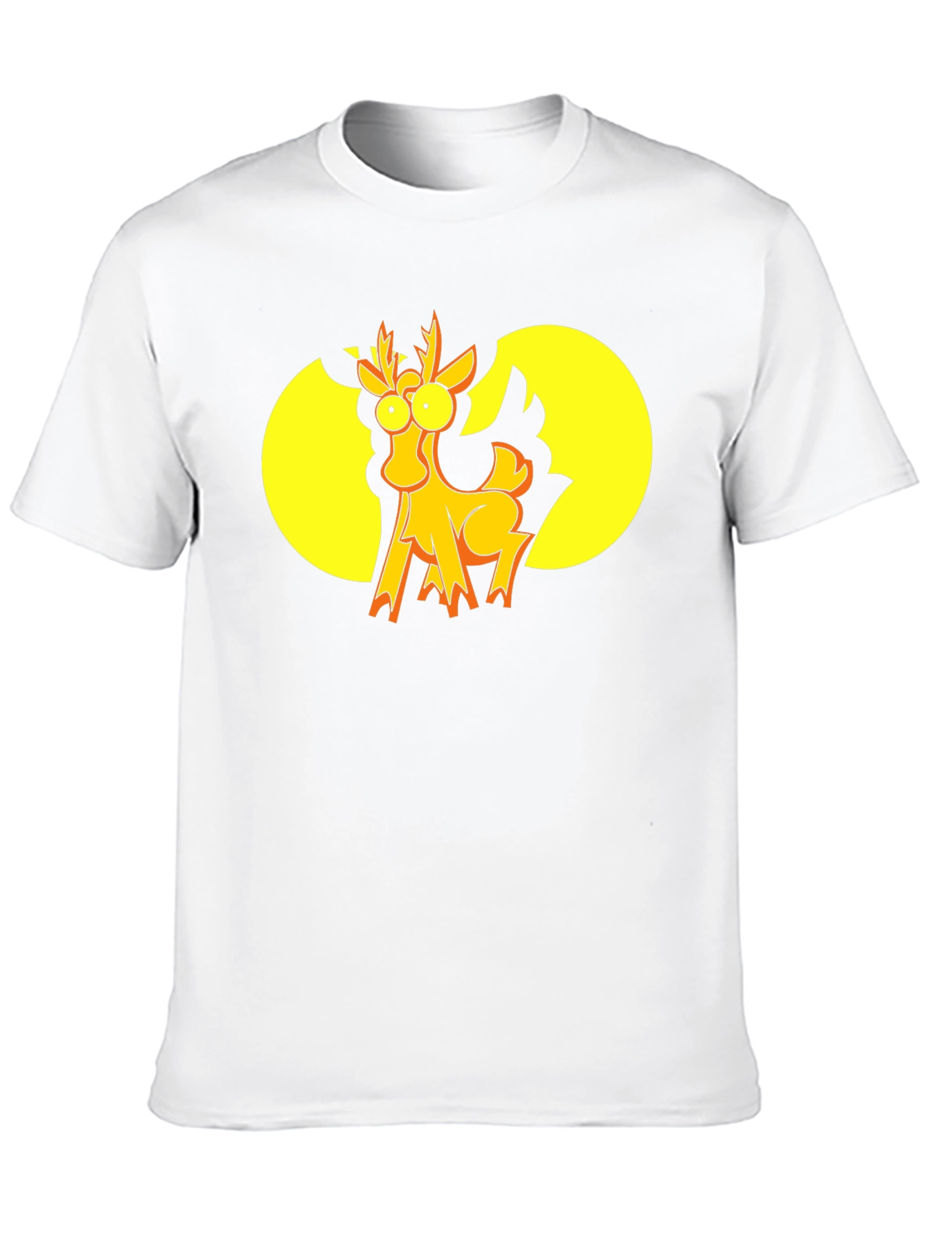 Funny Cartoon Deer Graphic T-Shirt - Black