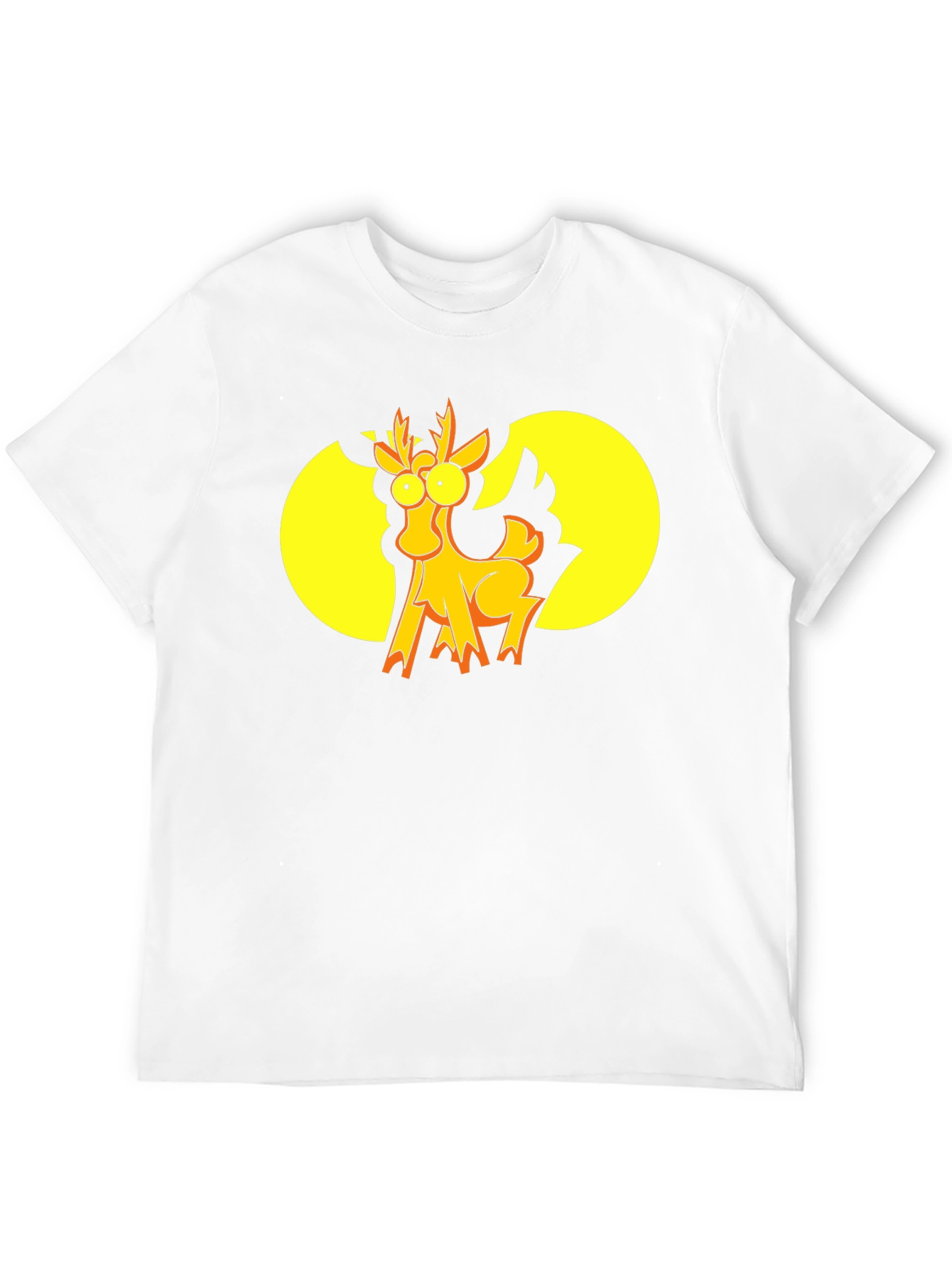 Funny Cartoon Deer Graphic T-Shirt - Black