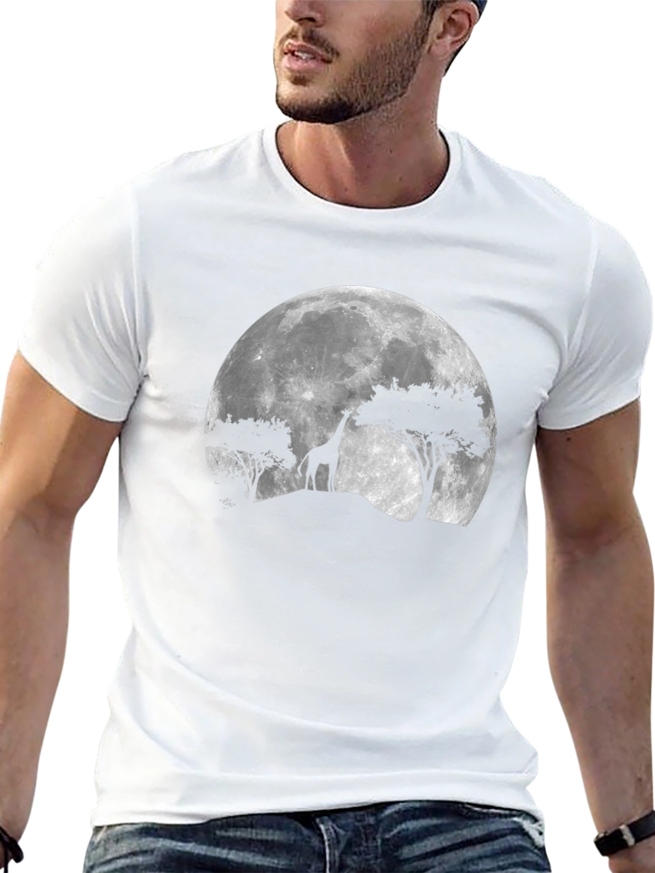 Giraffe Moon T-Shirt - African Safari Silhouette Tee