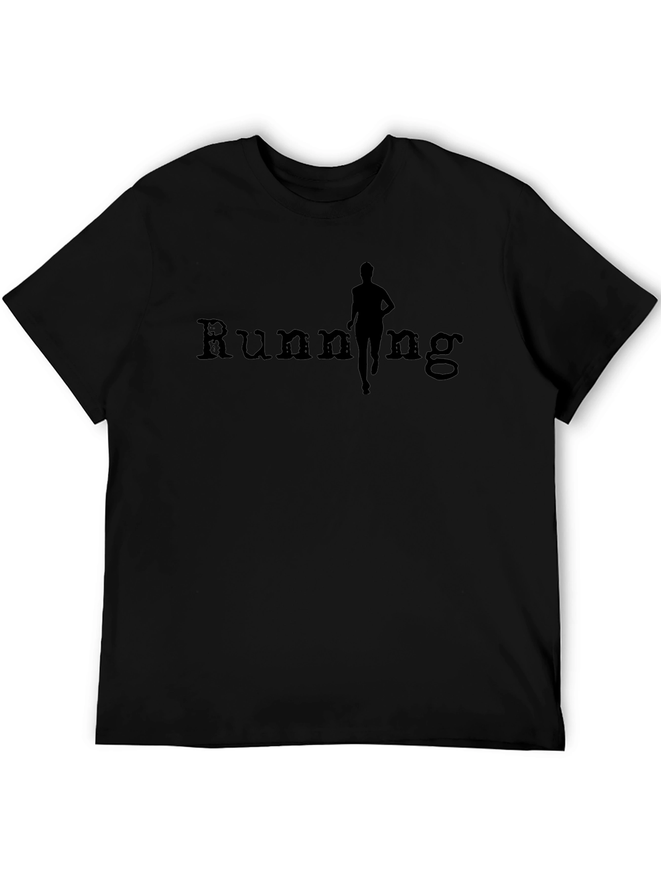 Running Silhouette Graphic Tee - Black Cotton T-Shirt